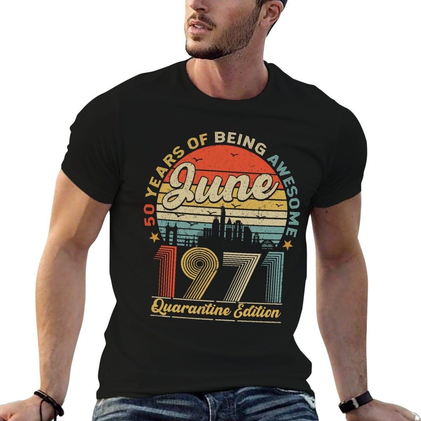 50th Birthday Decoration June 1971 Men Women 50 Years Old Easy-care T-Shirt