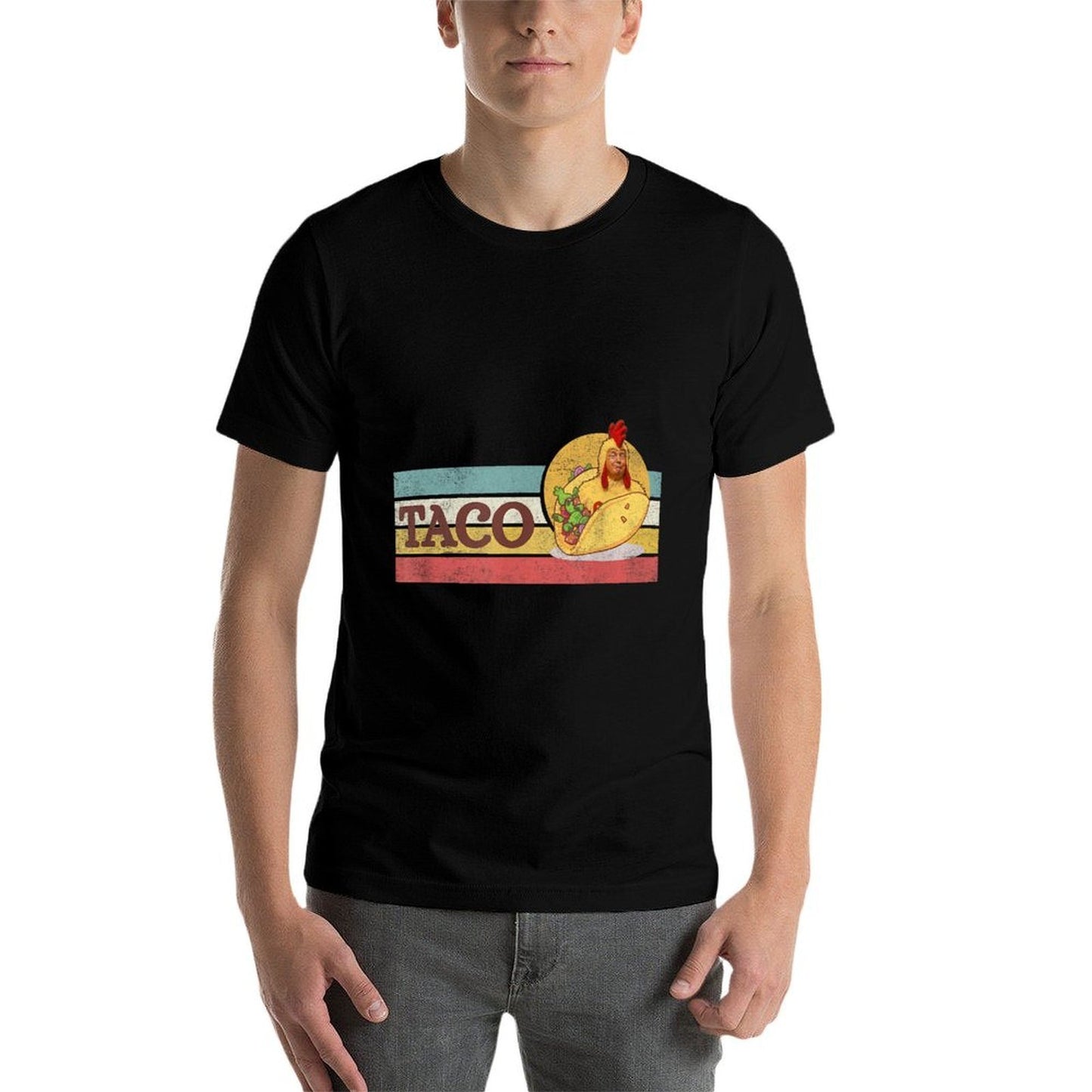 Funny Taco Trump Always Chickens Out T.A.C.O Ribbed Collar T-Shirt