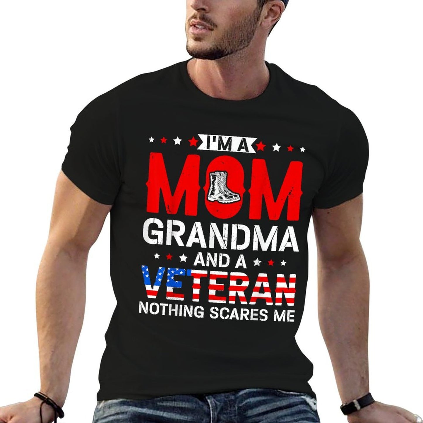 I'm A Mom Grandma And A Veteran Funny Female Veteran Grandma Wrinkle-resistant T-Shirt