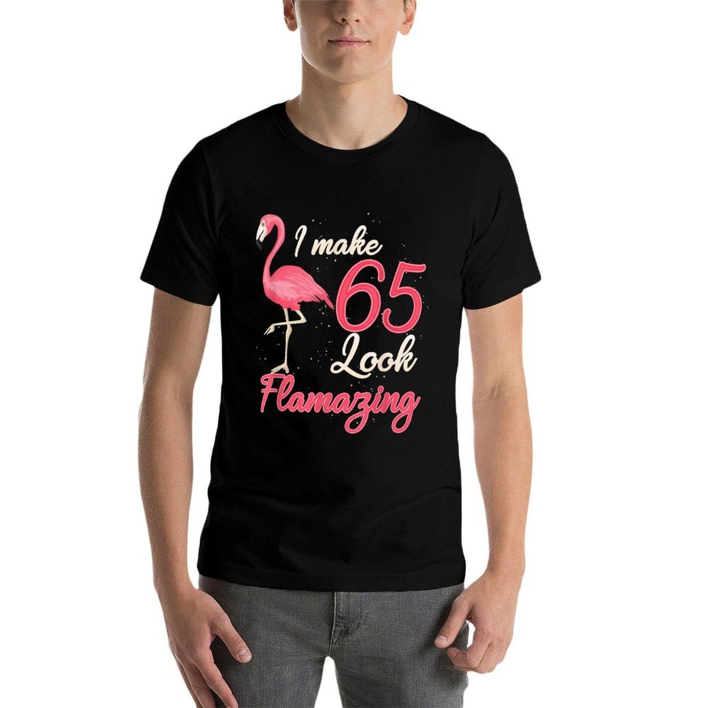 Funny Flamingo 65th Birthday for 65 Years Old Women Heathered Texture T-Shirt