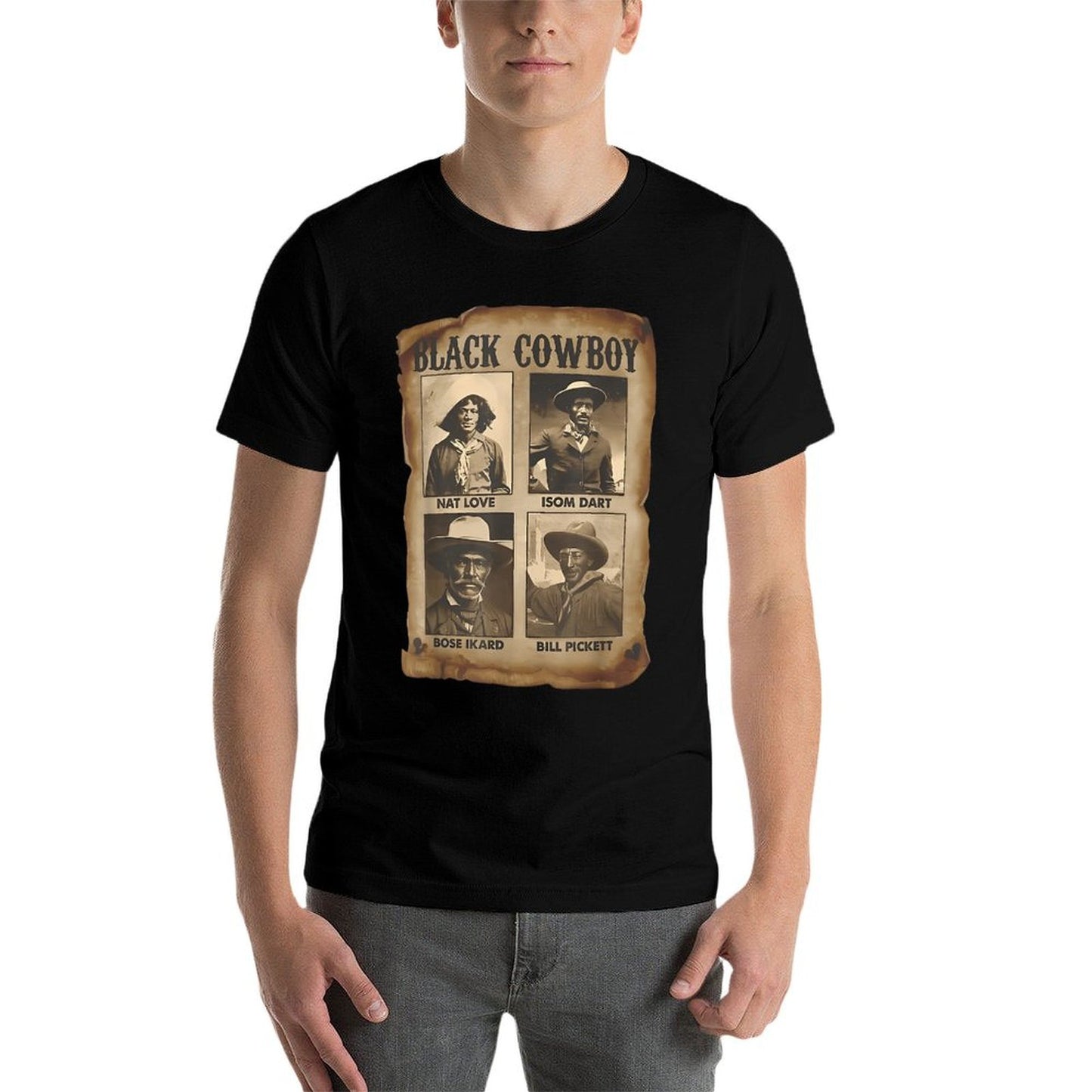 Black Cowboy Western Rodeo Melanin Black History Texas Men Oversized Silhouette T-Shirt