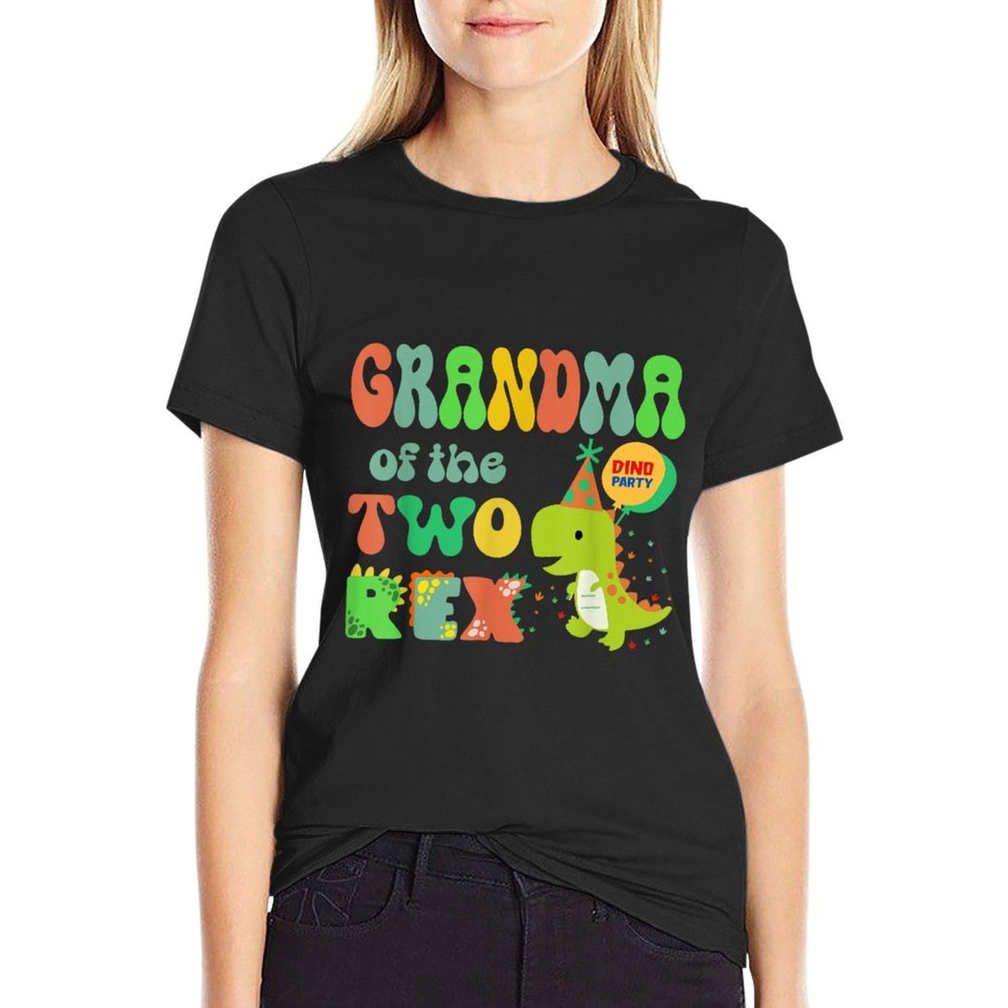 Grandma of The Two Rex Birthday Dinosaur Family Matching Durable T-Shirt