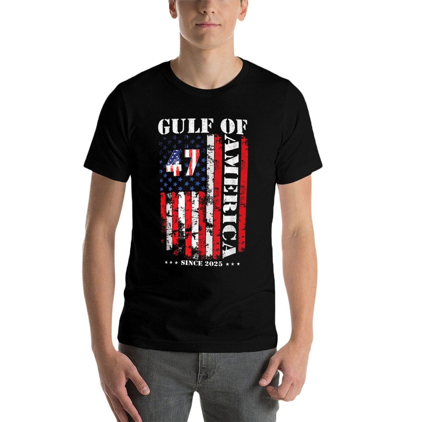 Gulf of USA America 2025 Funny Vintage USA Flag Men Women Easy-care T-Shirt