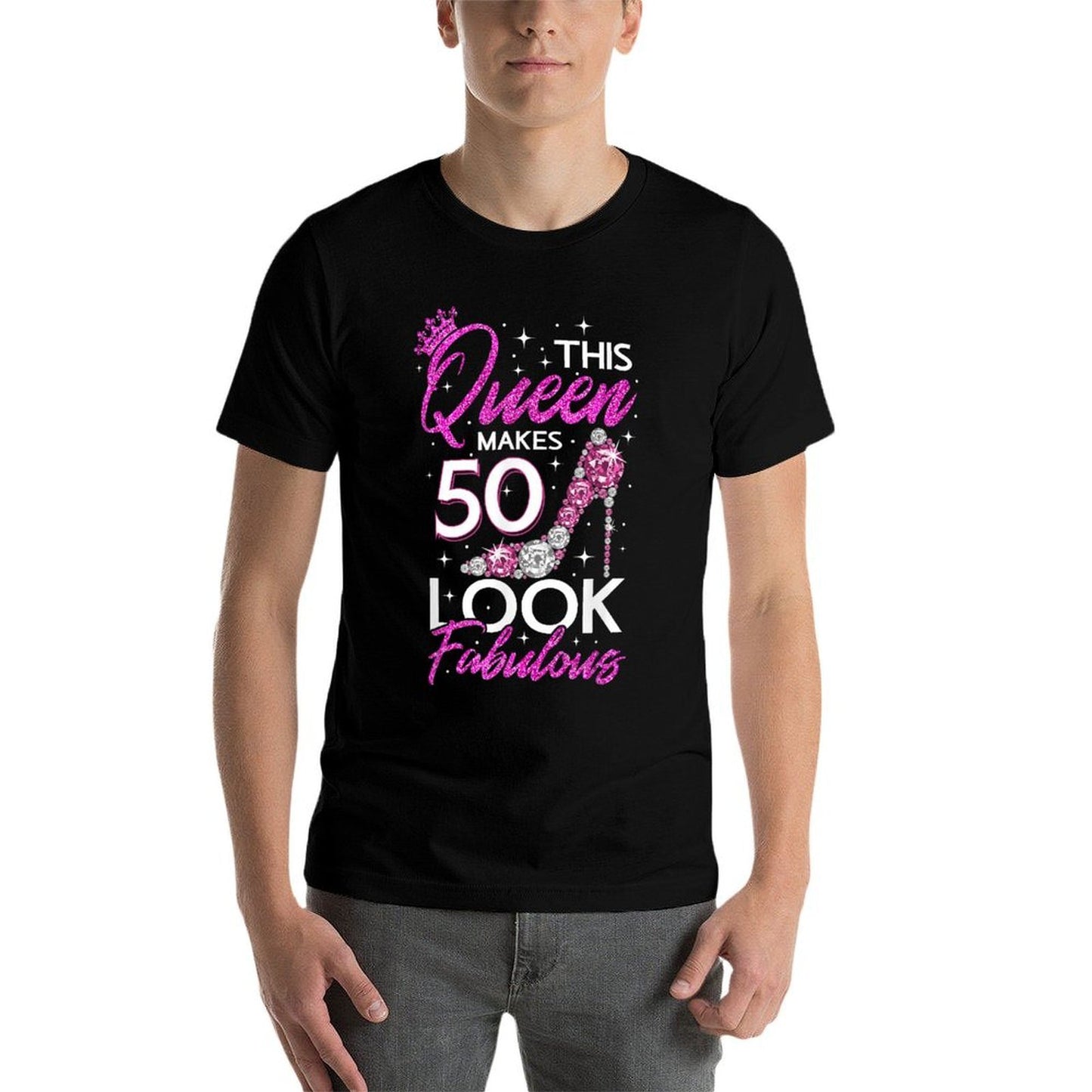 This Queen Makes 50 Look Fabulous 50th Birthday Polyester Blend T-Shirt