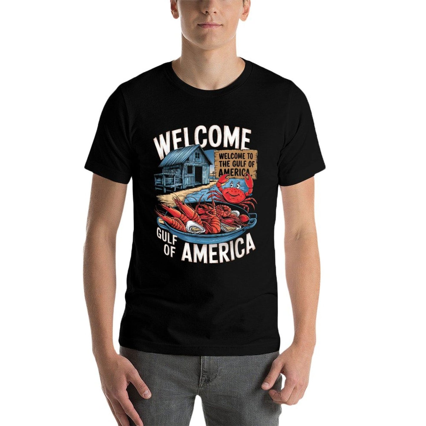 Gulf Of USA America Gift Men Women Flag Beach Stretchy T-Shirt