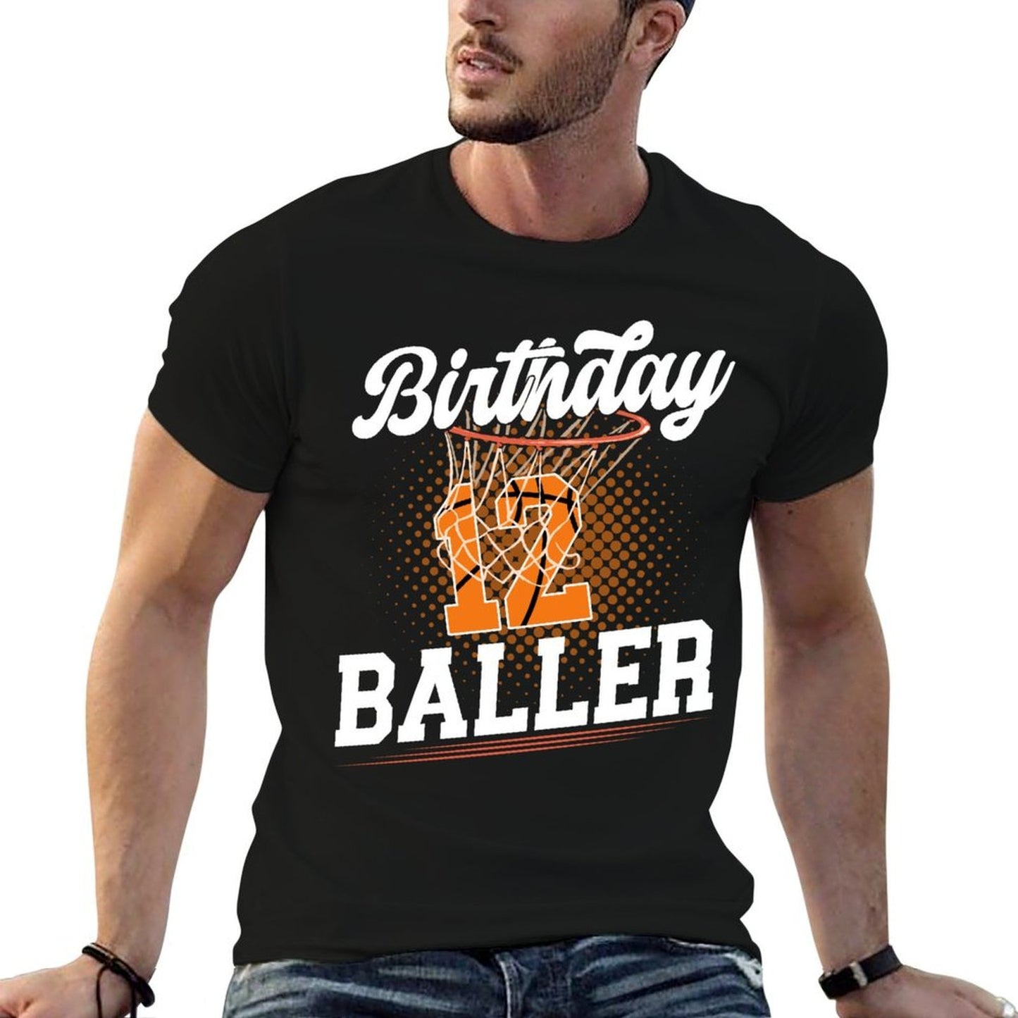 12th Basketball Birthday Twelve Year Old Basketball Player Slim-fit Cut T-Shirt