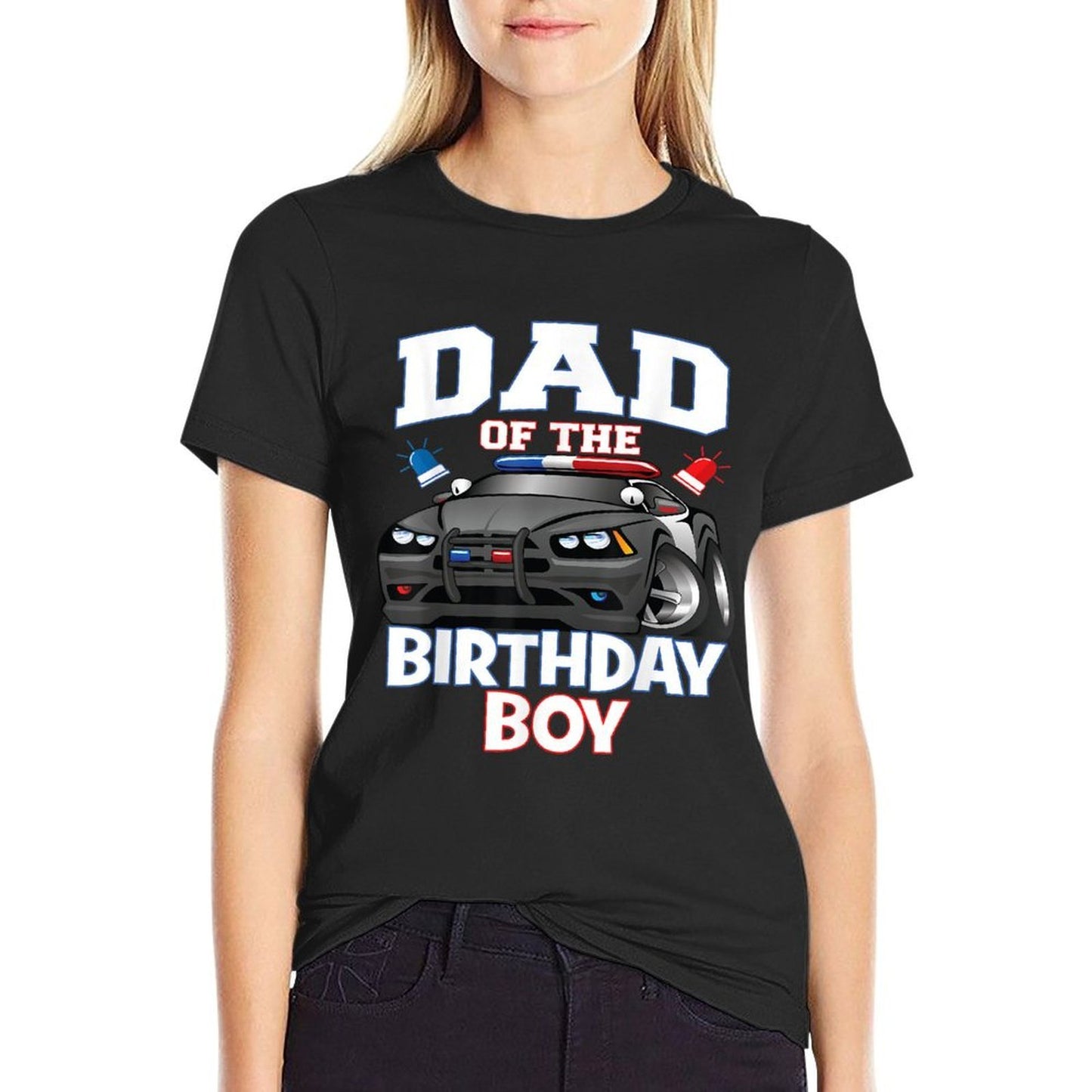 Dad Of The Birthday Boy Policeman Officer Party Fade-proof Color T-Shirt