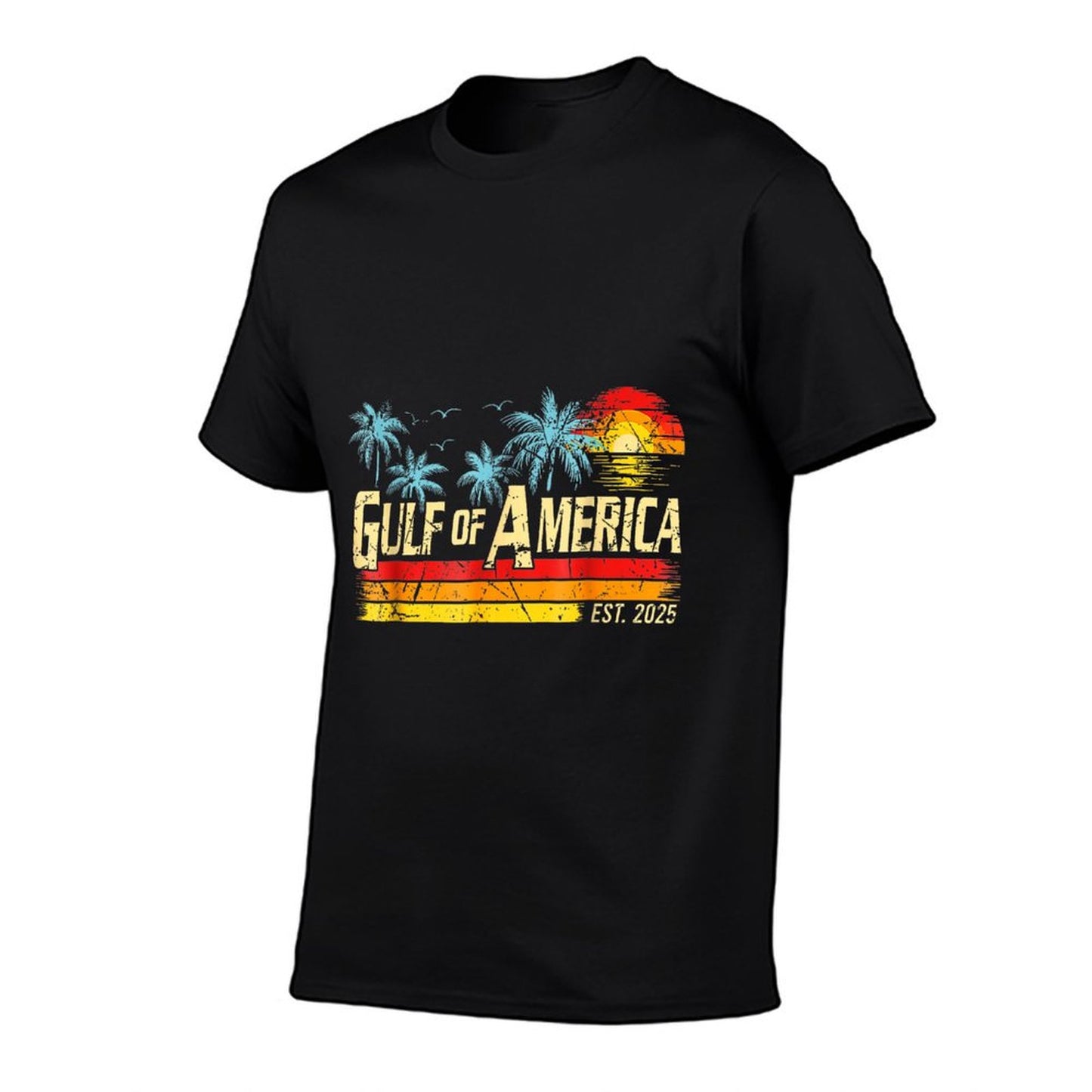 Retro Gulf Of USA America Est 2025 American Flag Odor-resistant T-Shirt