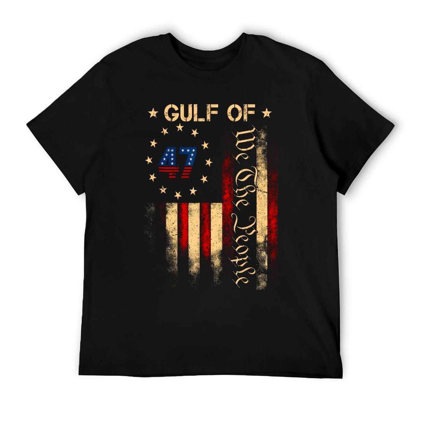 Gulf of USA America Funny USA Flag Oversized Silhouette T-Shirt