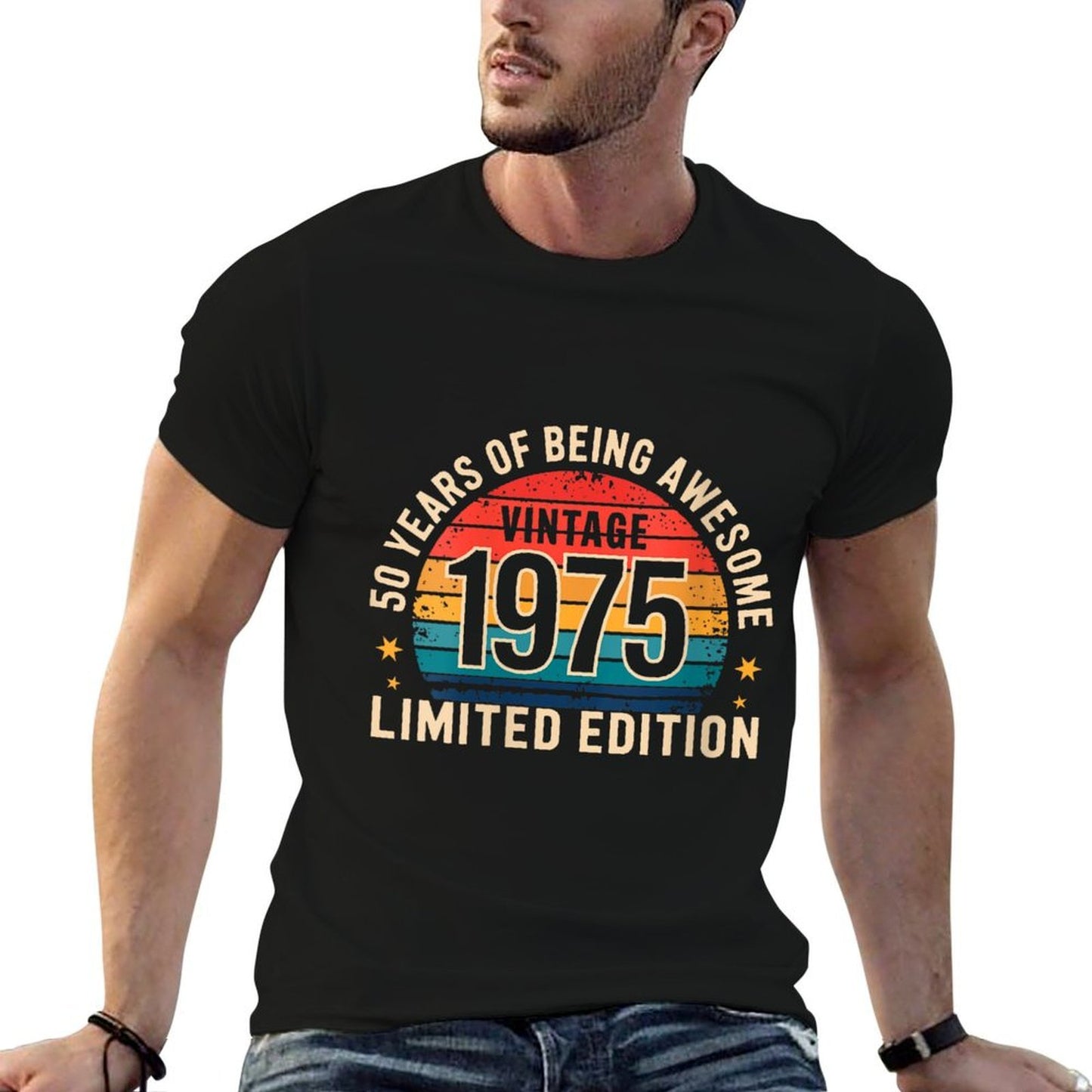 Womens 50 Year Birthday Decorations Men Gag 50yr 1975 50th Birthday Stretchy T-Shirt