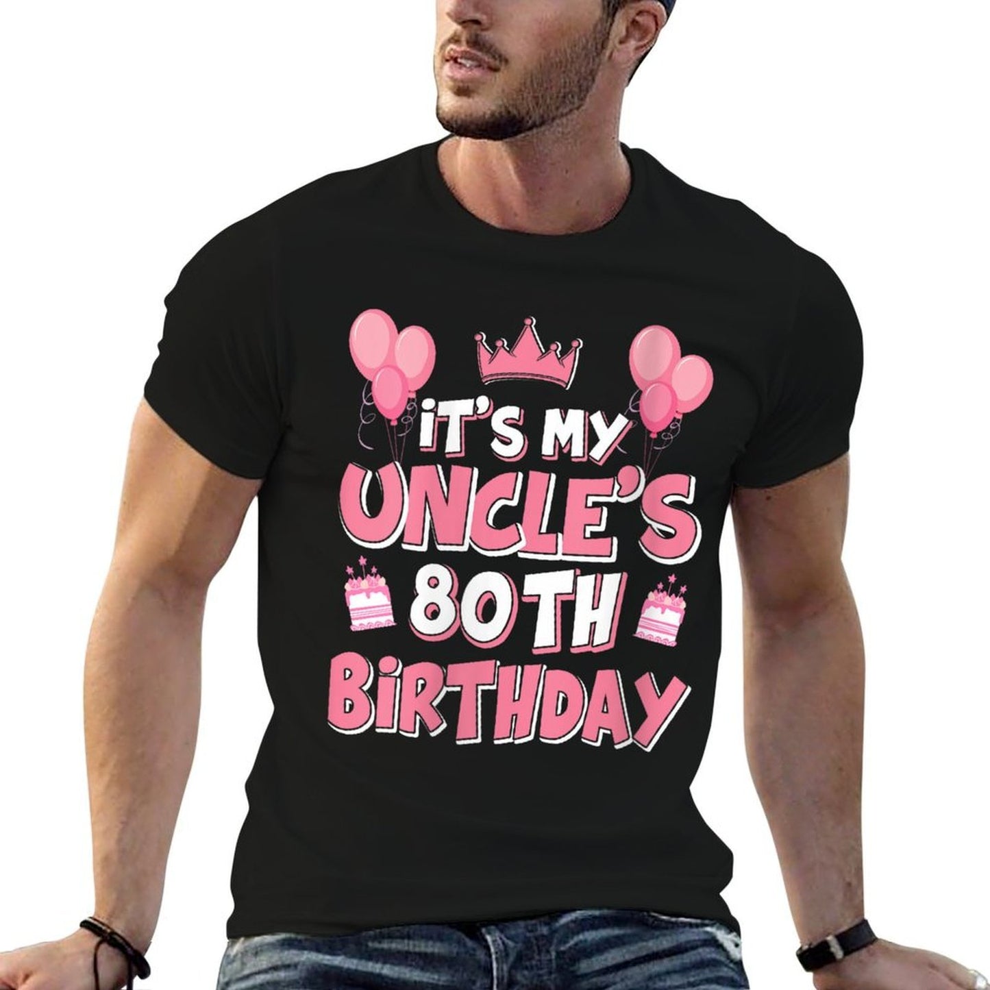 Womens Balloons It's My Uncle's 80th Birthday 1945 80 Years Old Stretchy T-Shirt