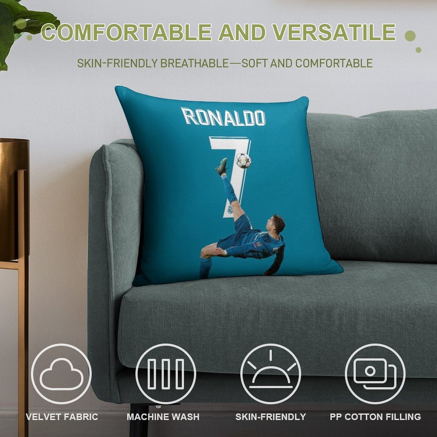 Ronaldo Overhead Kick Soft Gift Ready Throw Pillow