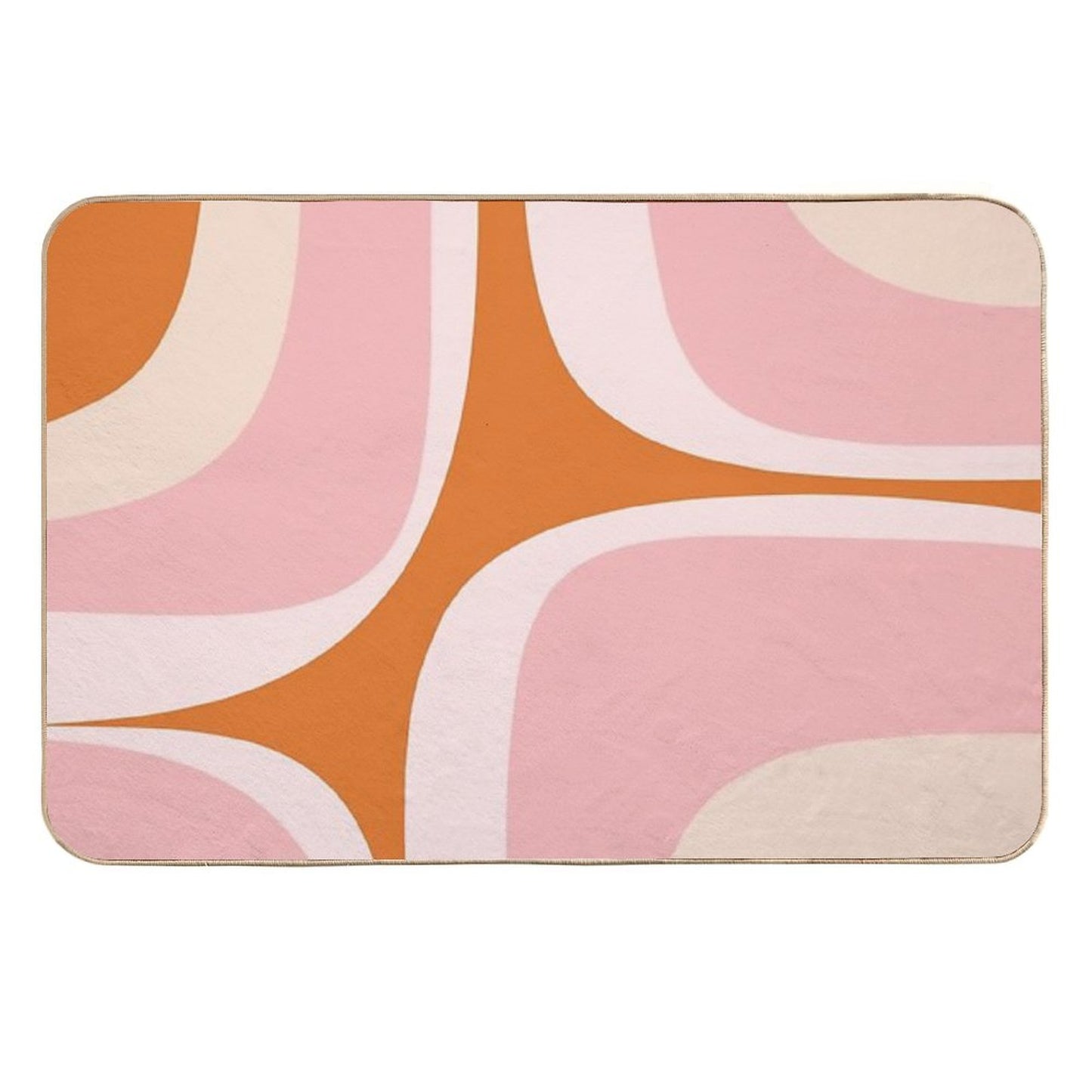 Retro Groove Pink And Orange Minimalist Abstract Fade-Resistant Bath Mat