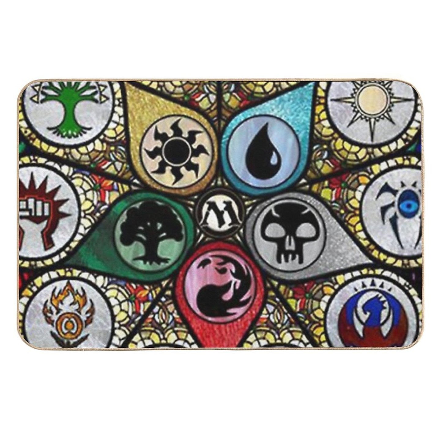 Vintage MTG Stained Glass Art Dirt-Trapping Bath Mat