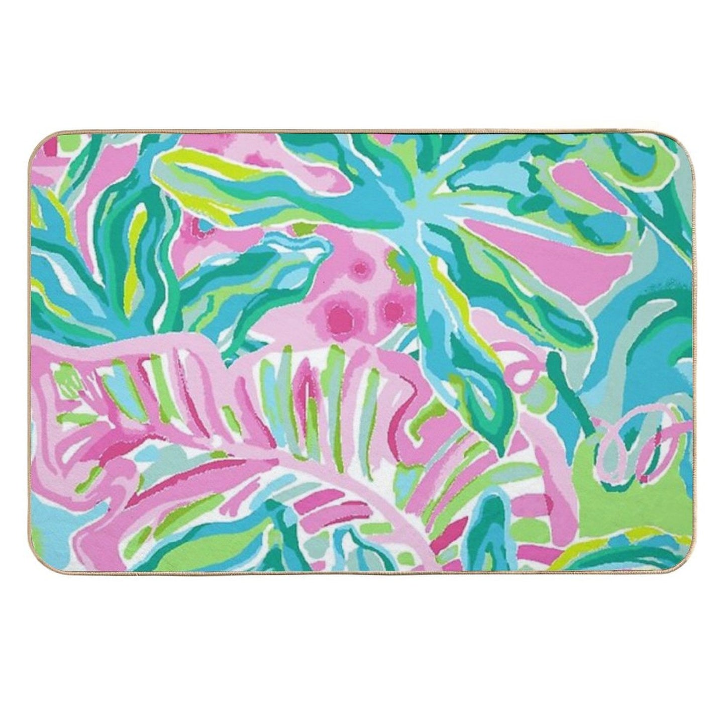 Water Floral Slip-Resistant Bath Mat