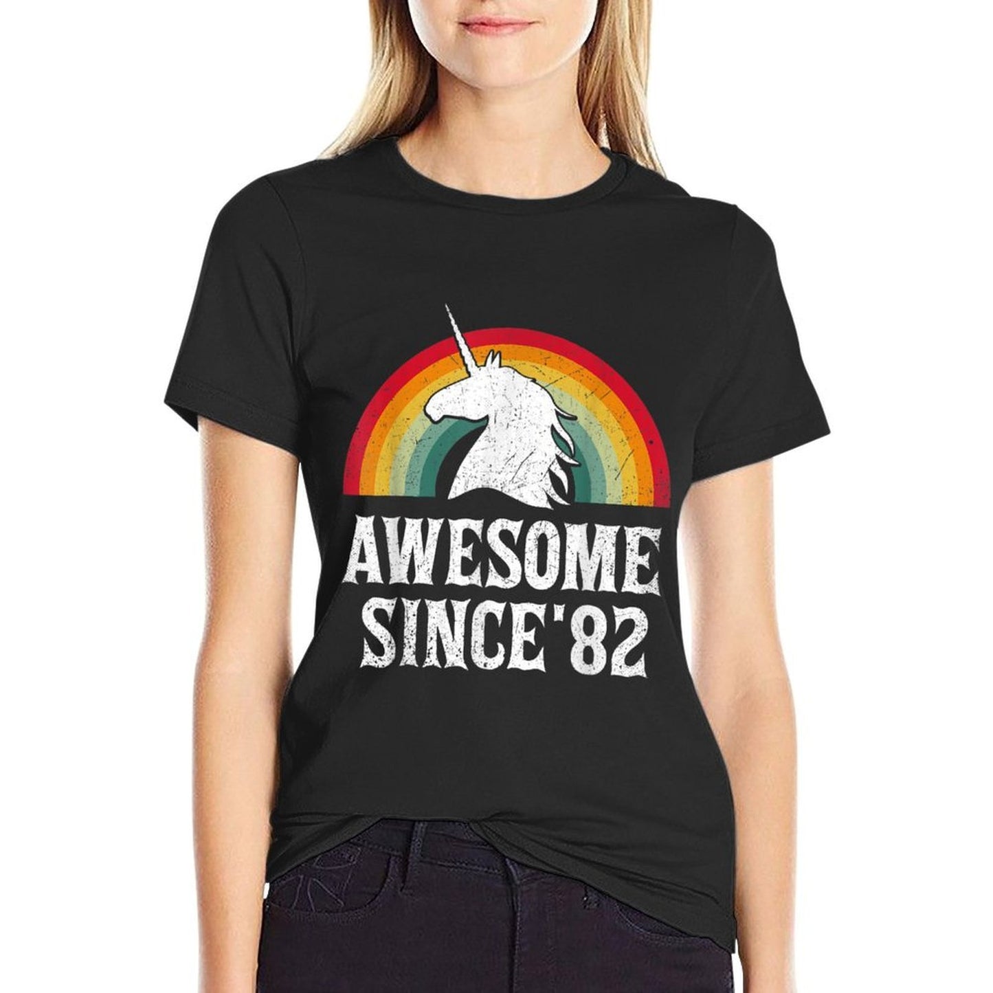 40 Years Old Gifts Unicorn Awesome Since 1982 40th Birthday Graphic-printed T-Shirt