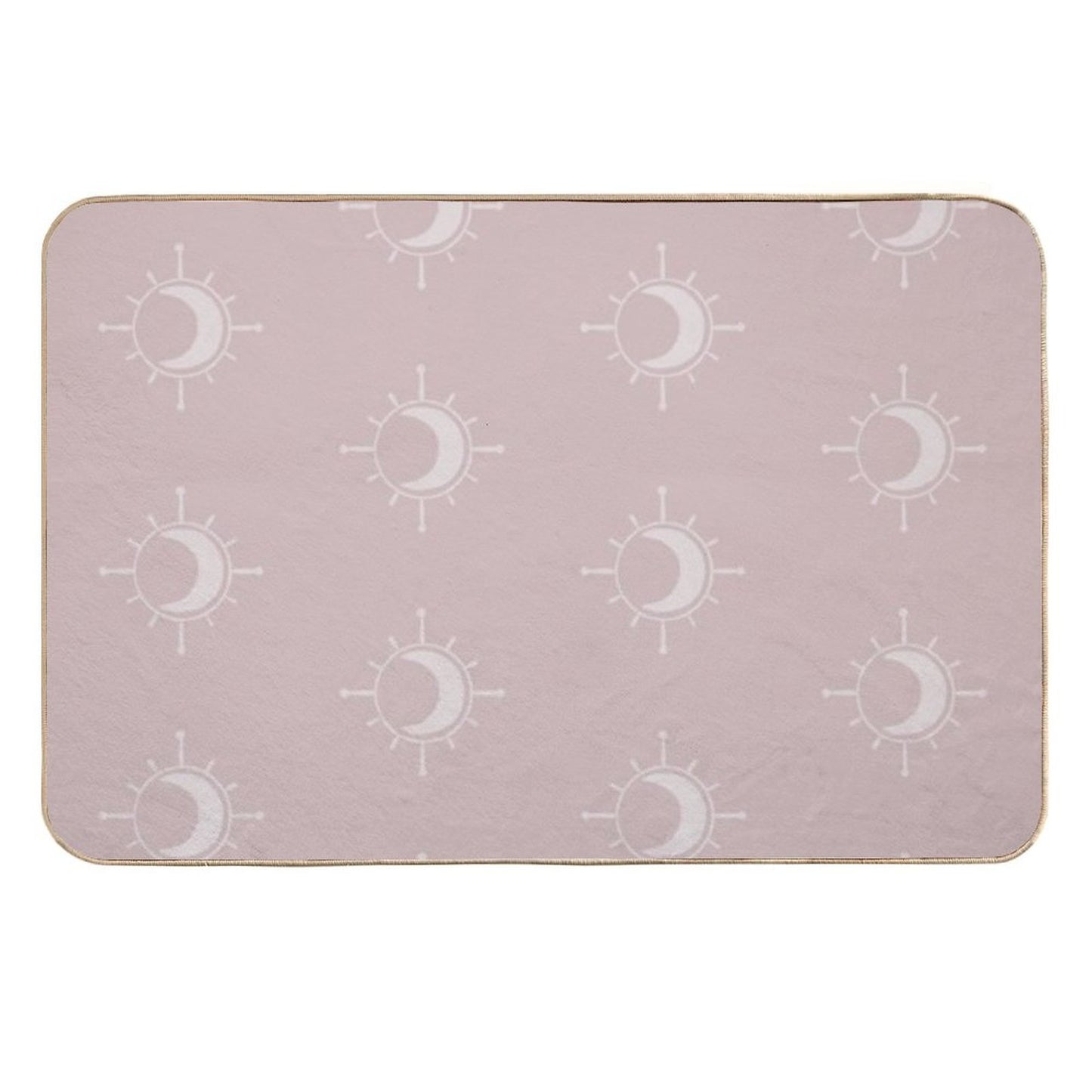 Cosmic Sun And Moon Design Soft Aesthetic In Muted Colors Gray Pink Repositionable Bath Mat
