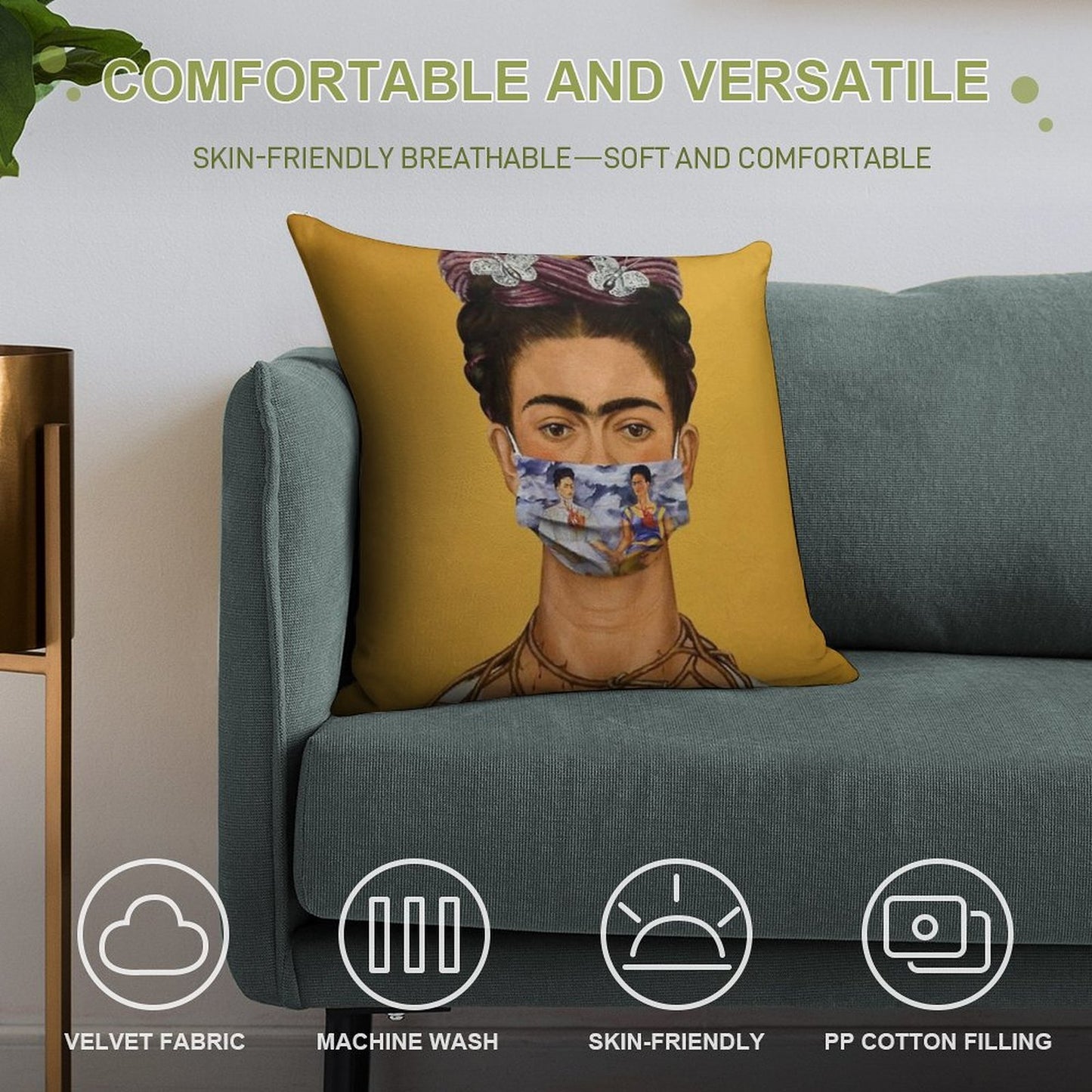 Frida Kahlo in 2020 Soft Skin-Friendly Throw Pillow