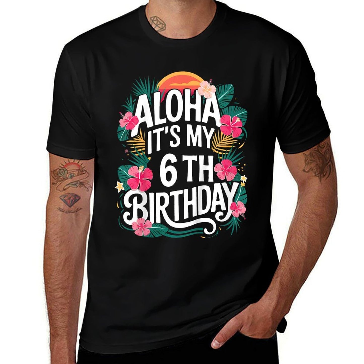 Kids Hawaii Aloha 6th Birthday Hawaiian Girl 6 Years Old Easy-care T-Shirt