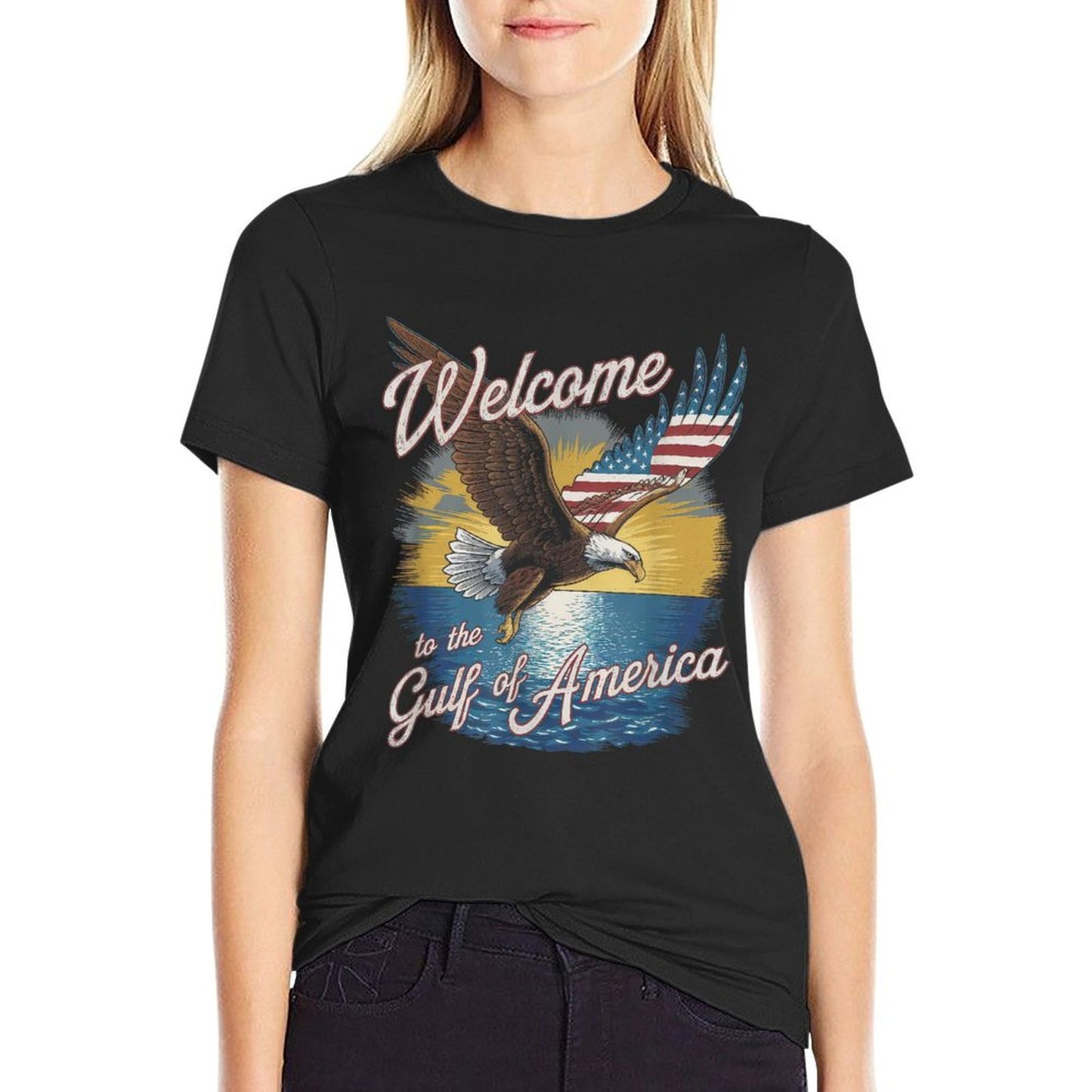 Gulf Of USA America Gift Men Women Flag Beach Heathered Texture T-Shirt