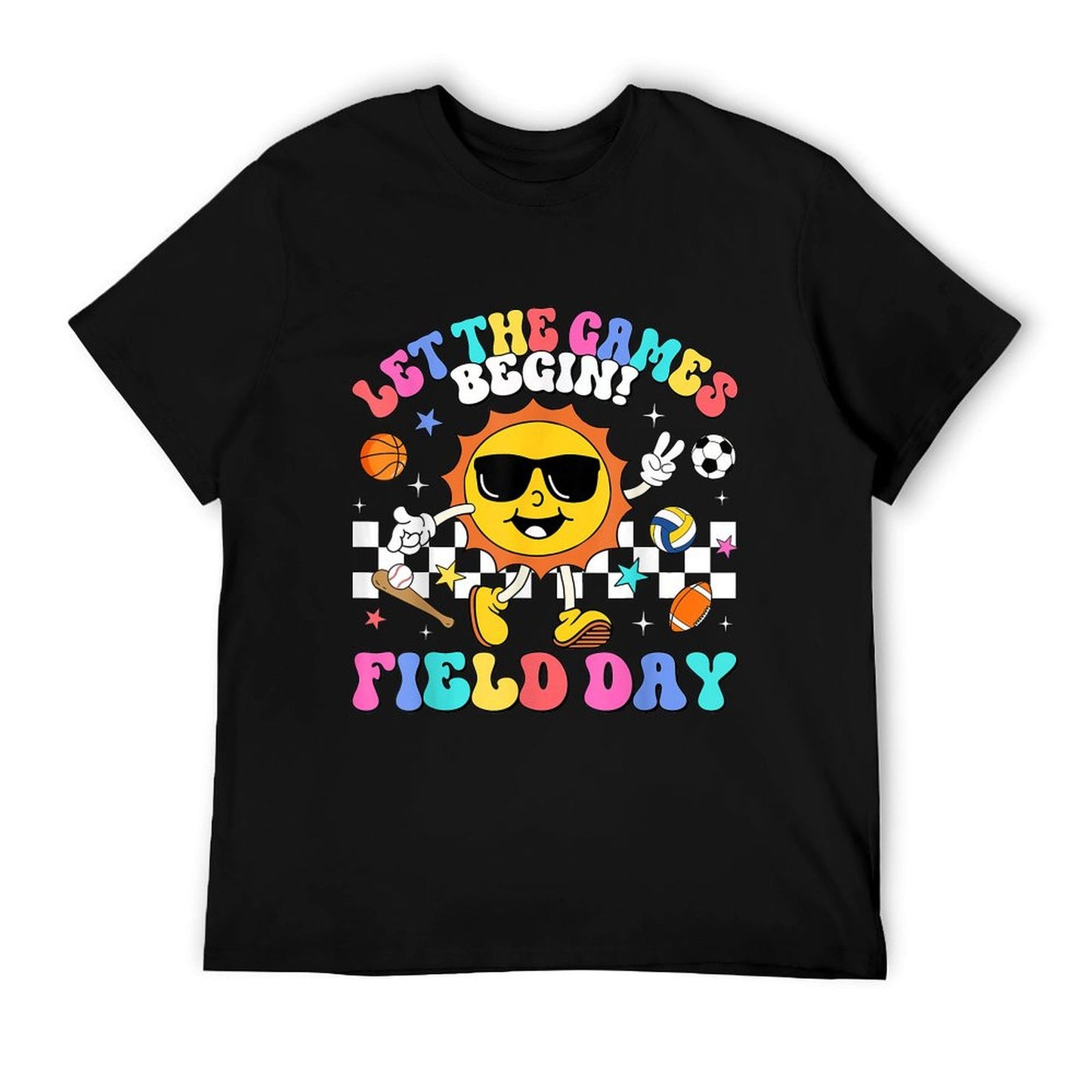 Field Day 2025 Let The Games Begin Teachers Kids Field Day Ribbed Collar T-Shirt