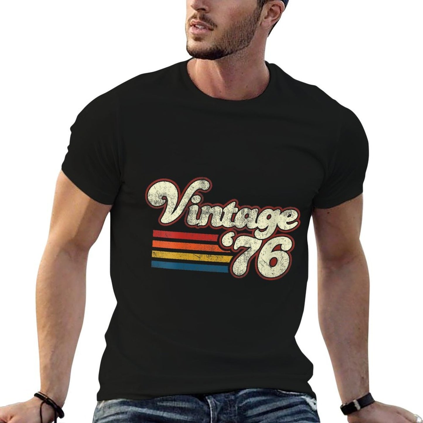 Womens Vintage 1976 Birthday Summer-ready Fabric T-Shirt