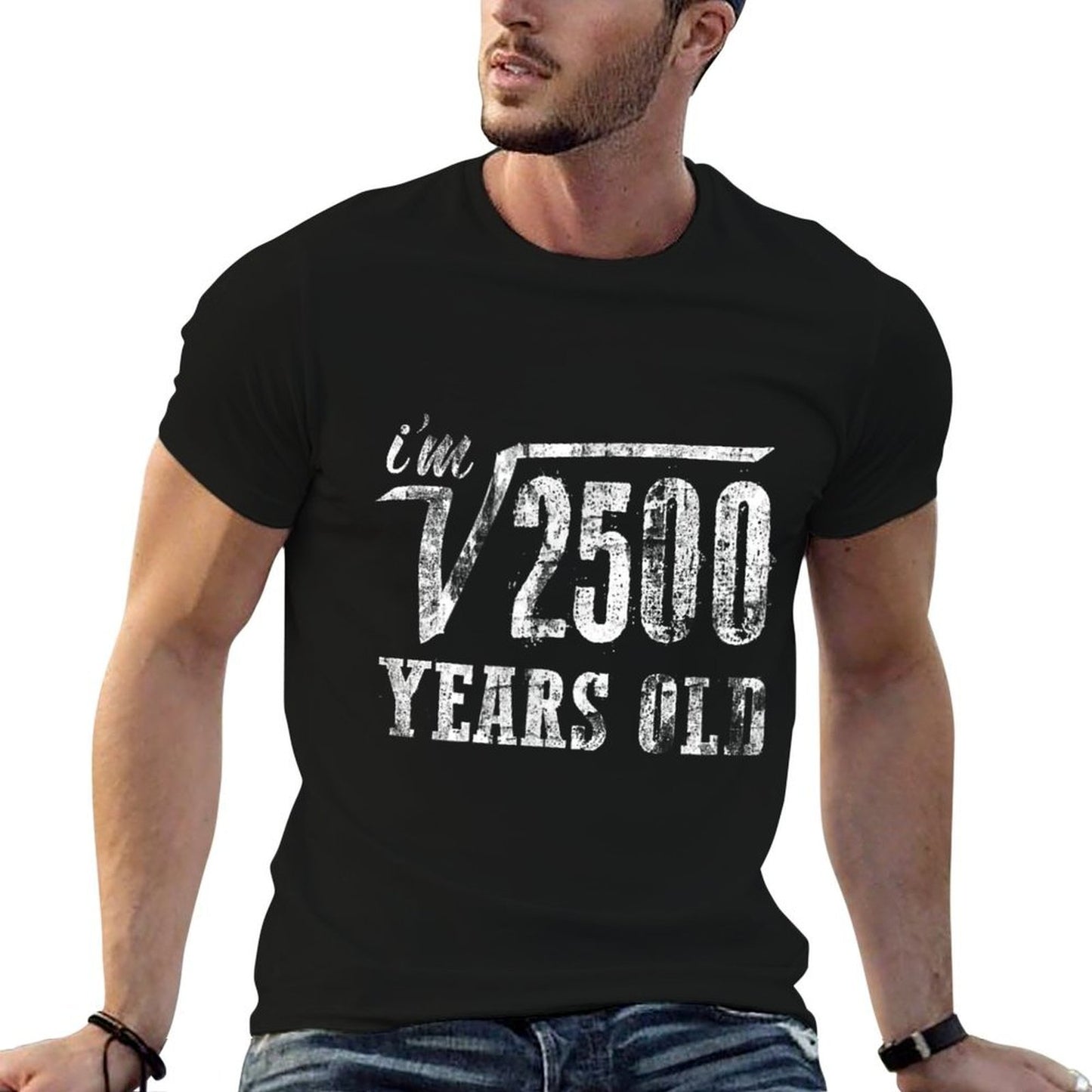 50th Birthday Square Root Of 2500 Years Old Rolled Sleeves T-Shirt
