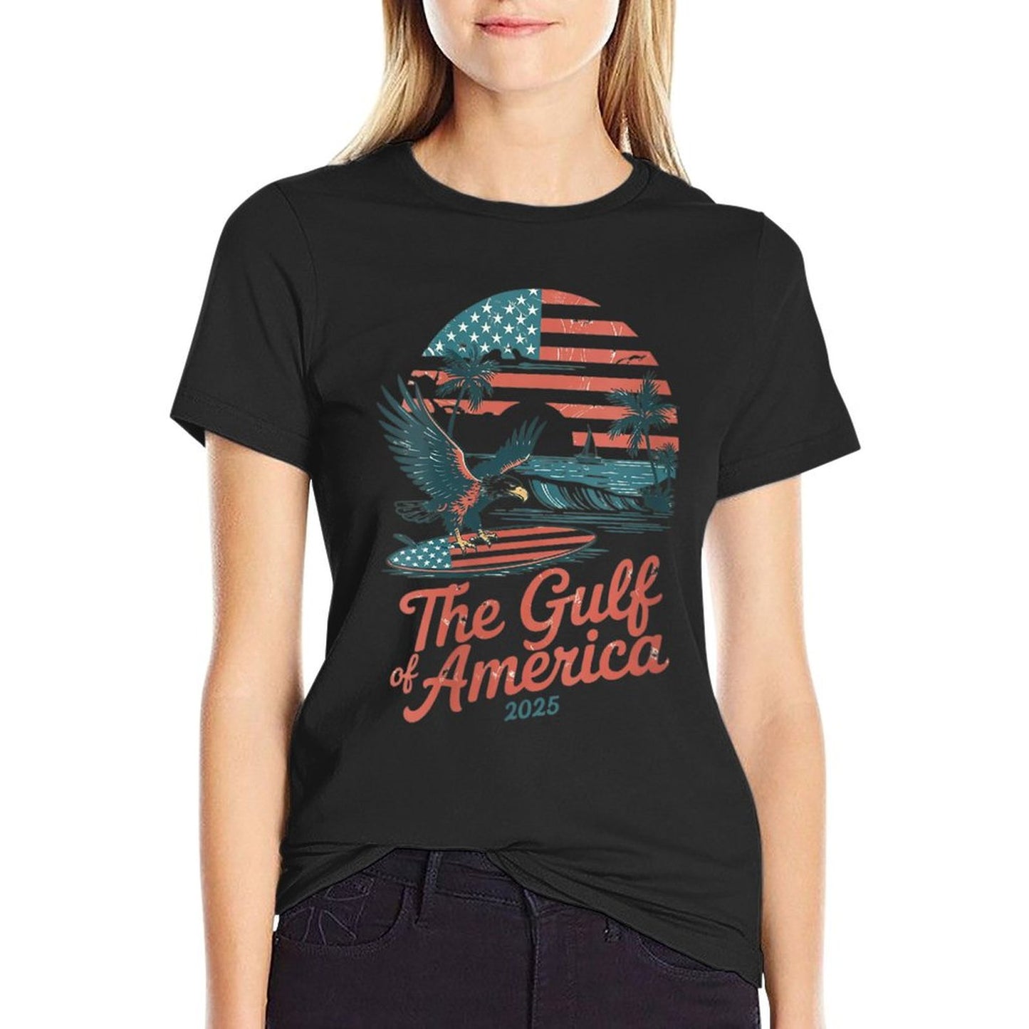 Womens Gulf of USA America Shirt Vintage 60s 70s 80s Gulf of USA V-Neck Affordable Price T-Shirt