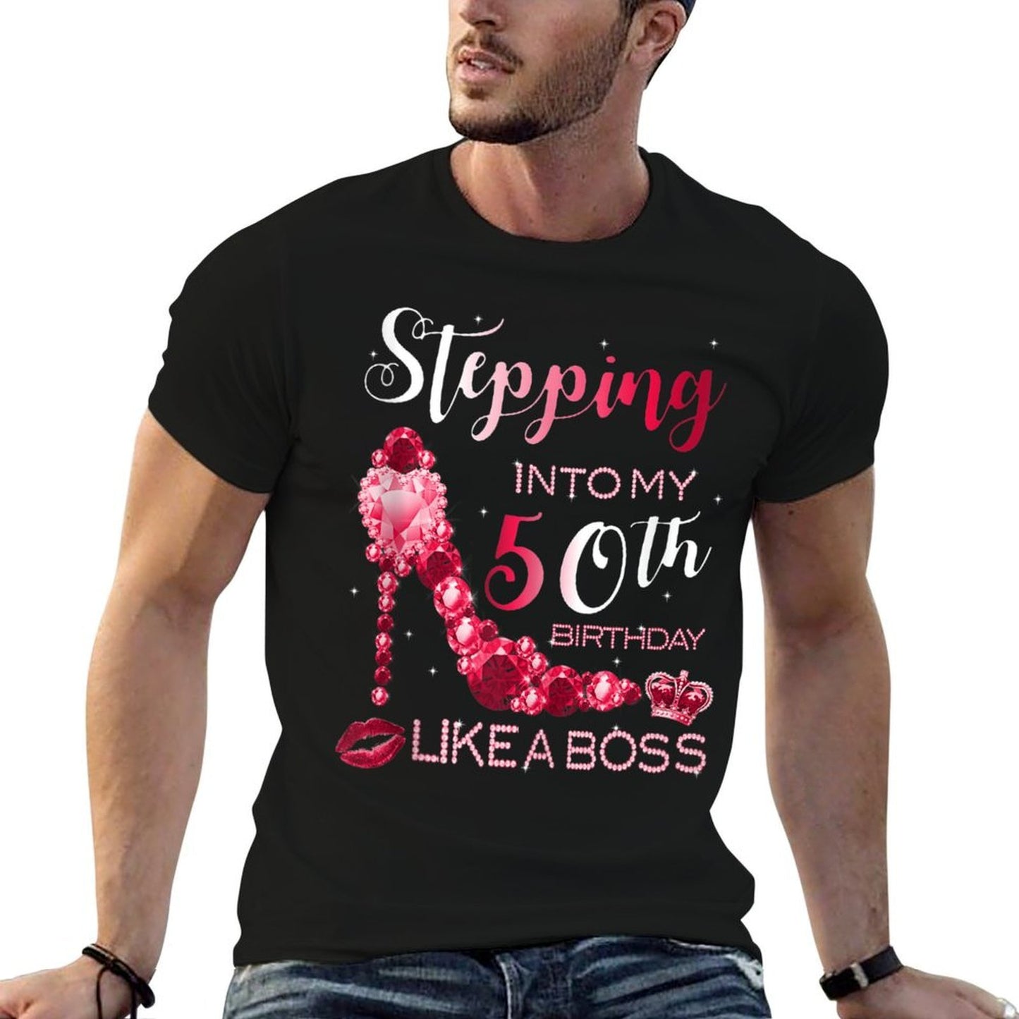 50th Birthday Womens Ruby Birthstone July Gift Vintage-inspired T-Shirt