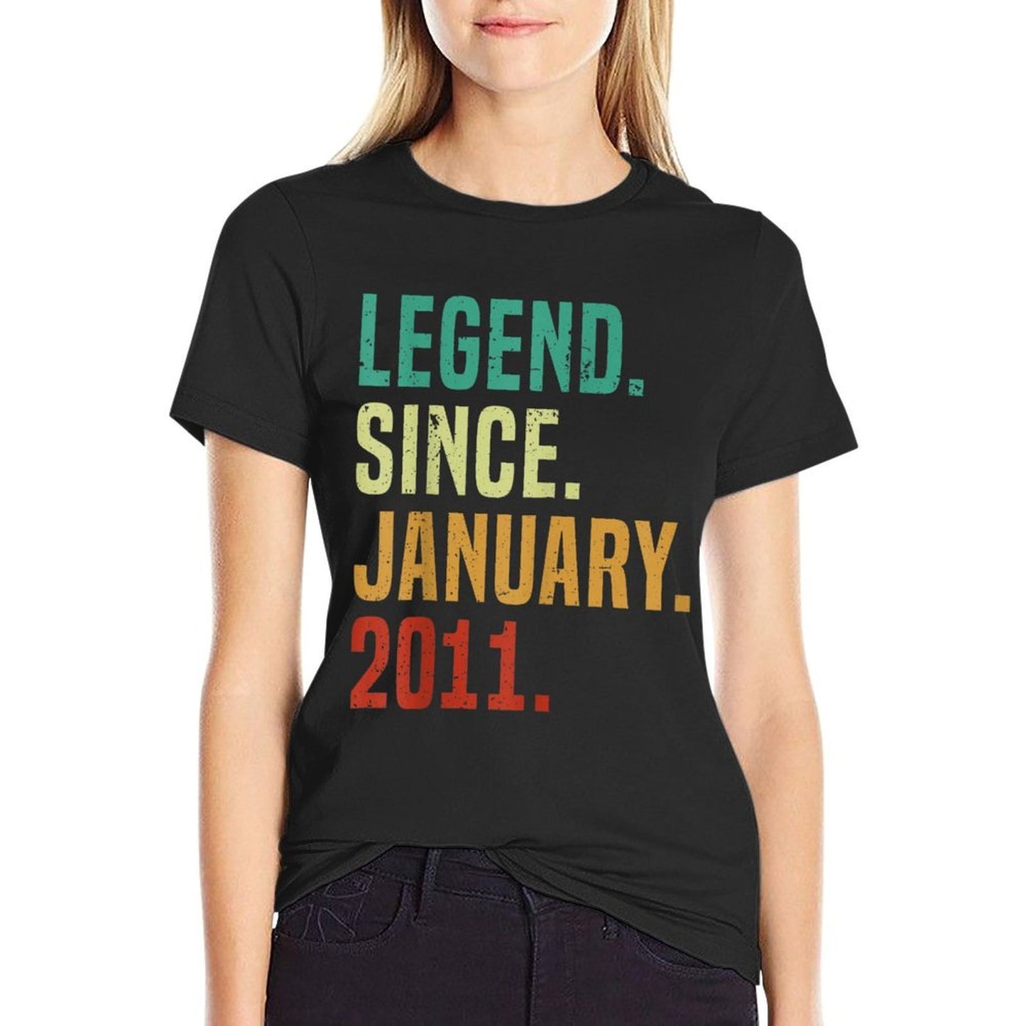 14 Years Old Legend Since January 2011 14th Birthday Polyester Blend T-Shirt