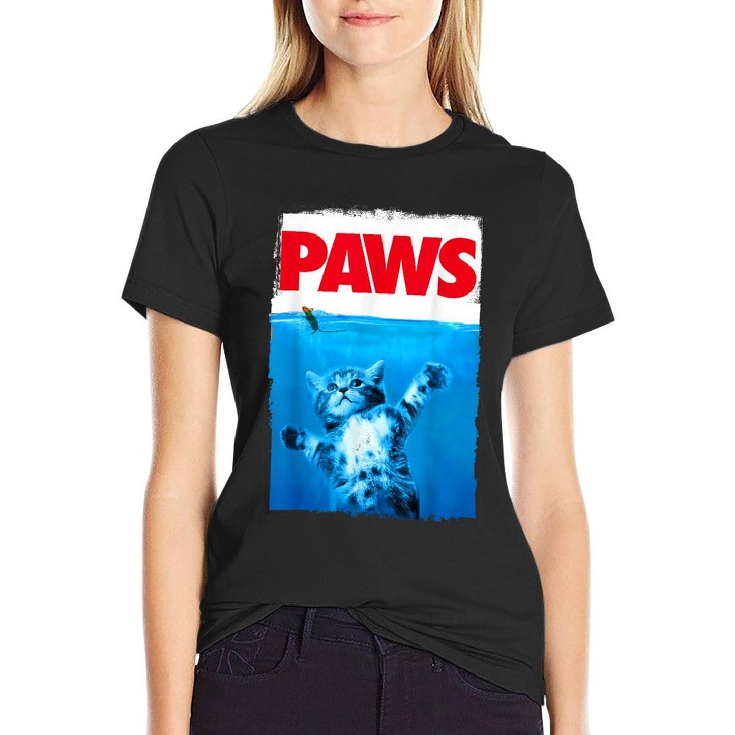 Xiongying Paws Cat And Mouse Top, Cute Funny Cat Lover Parody Affordable Price T-Shirt