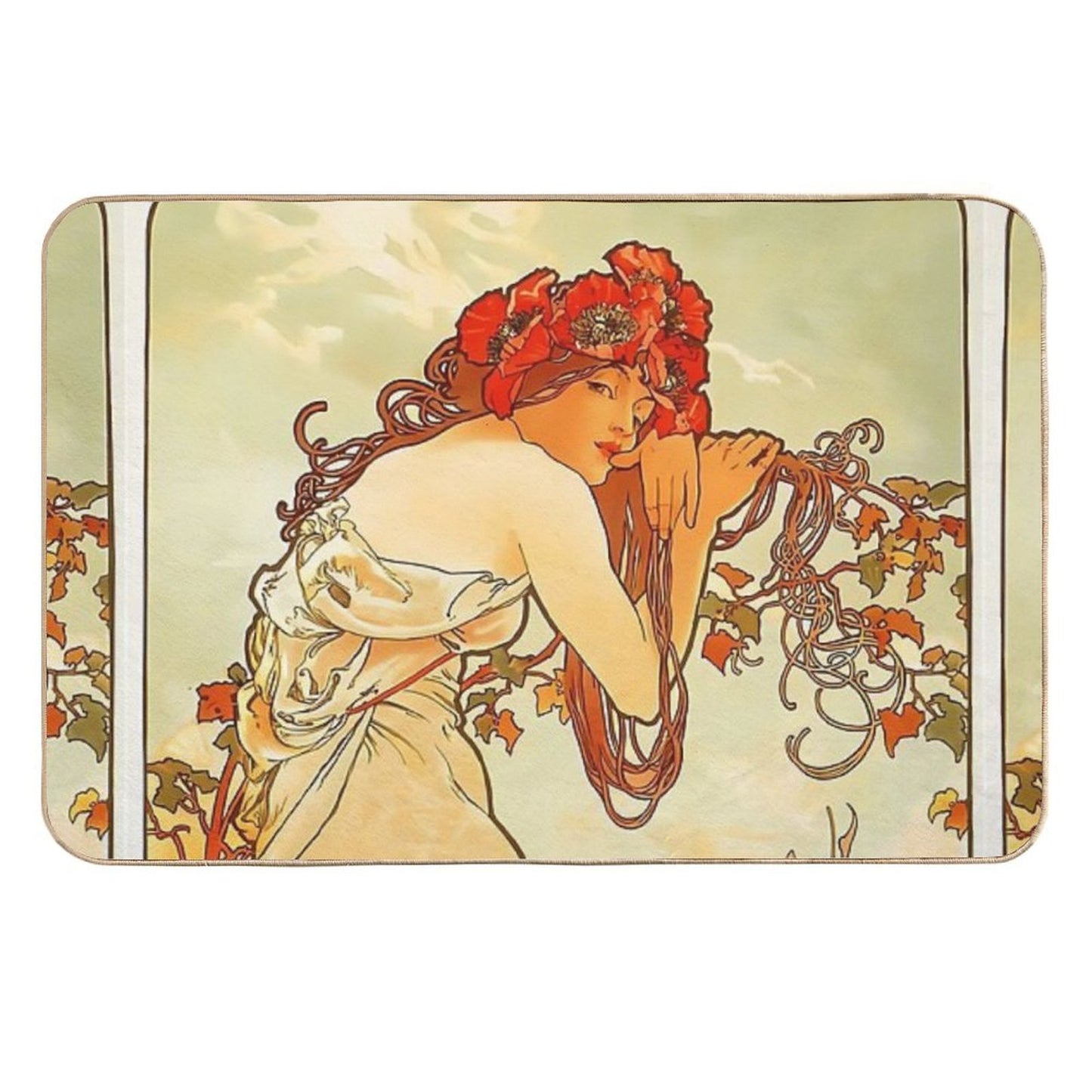 Alphonse Mucha, Summer, 1896, Art Nouveau Versatile Bath Mat