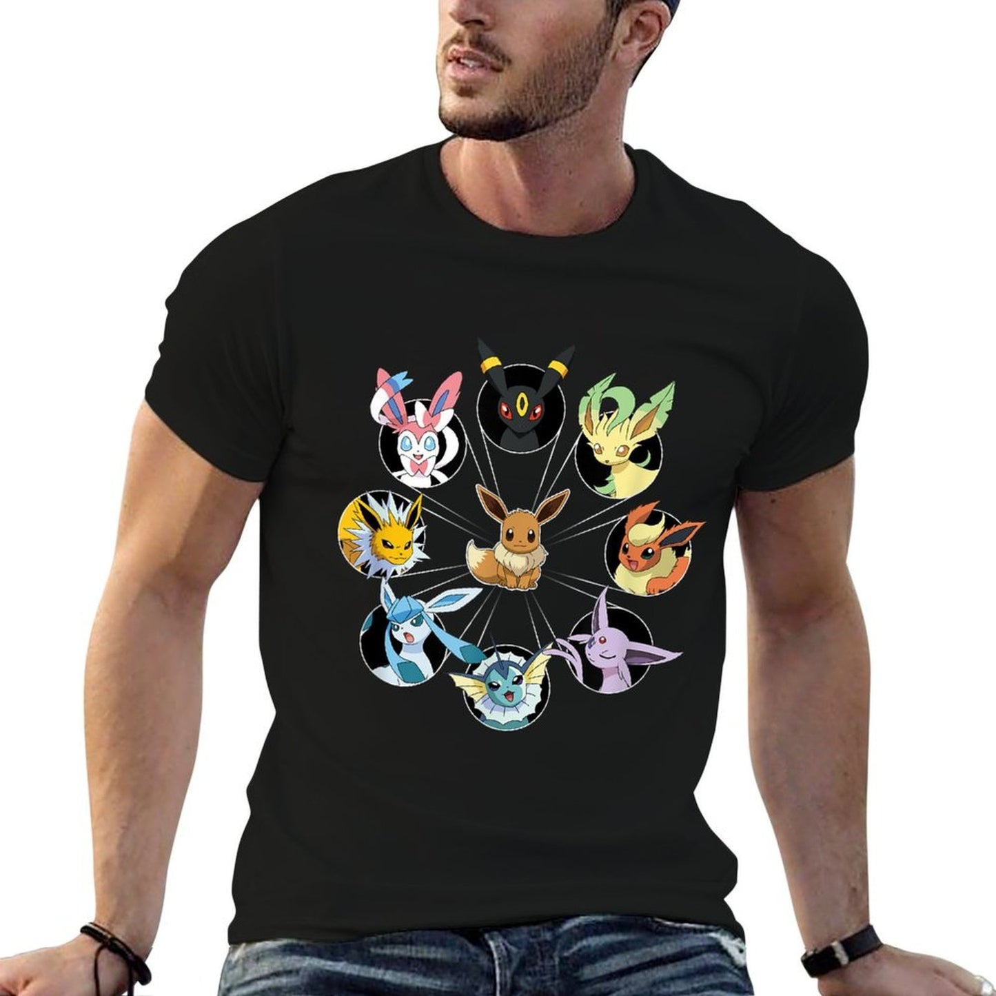 Pokémon - Eevee Evolution Circle Heathered Texture T-Shirt