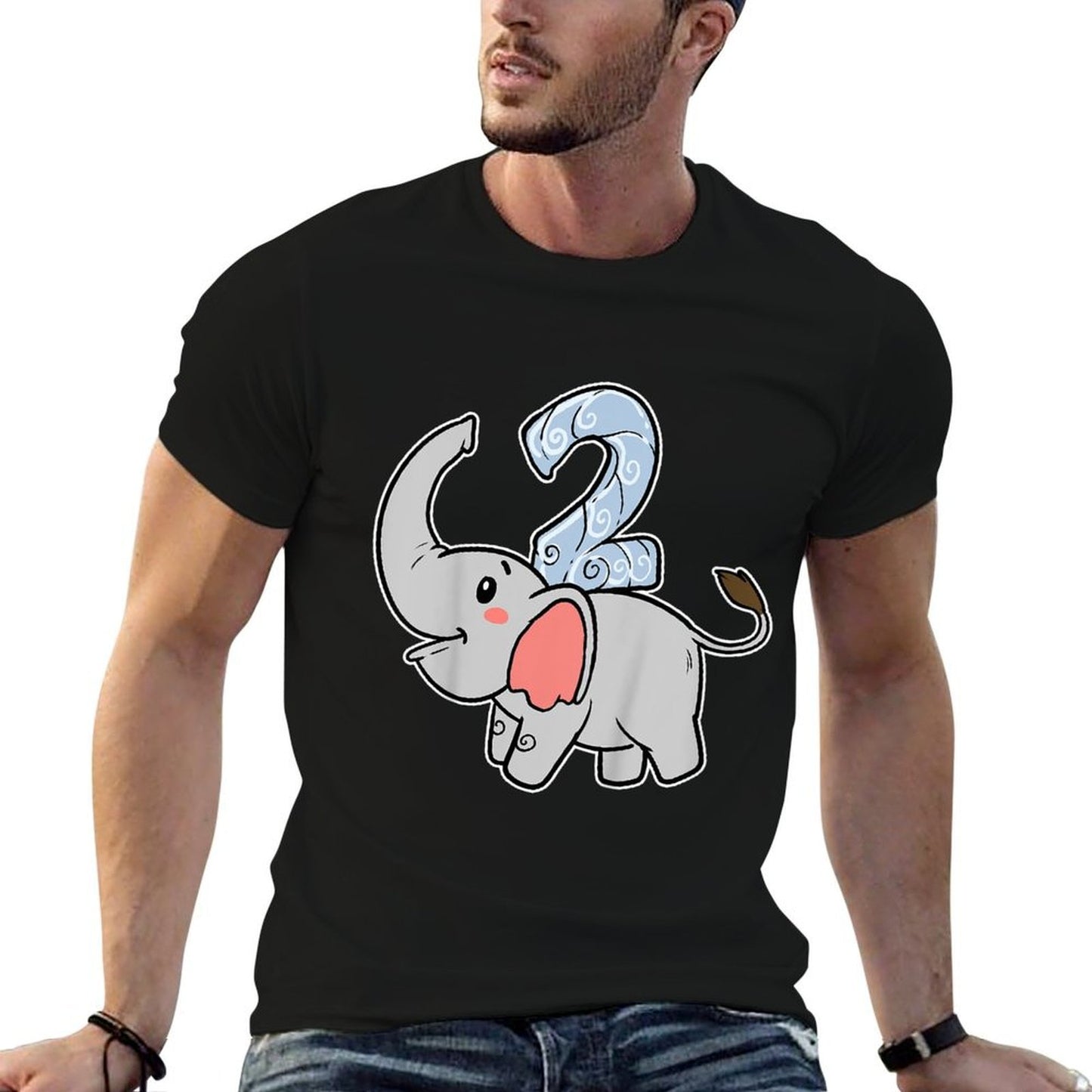 Kids Happy Birthday Party 2 Two Years Elephant Second Year Birth Breathable T-Shirt