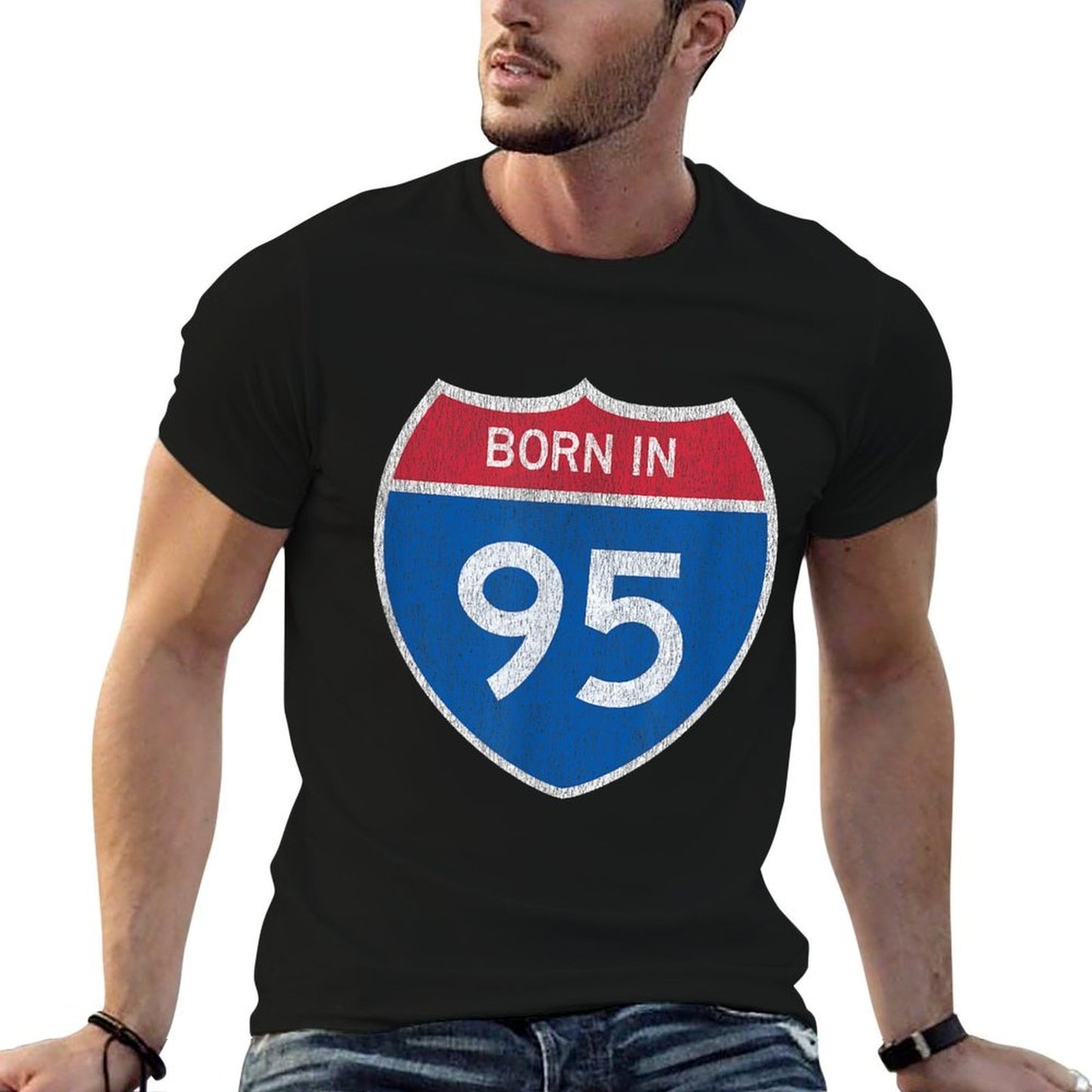 30 Year Old Car Road Sign 1995 30th Birthday Heathered Texture T-Shirt
