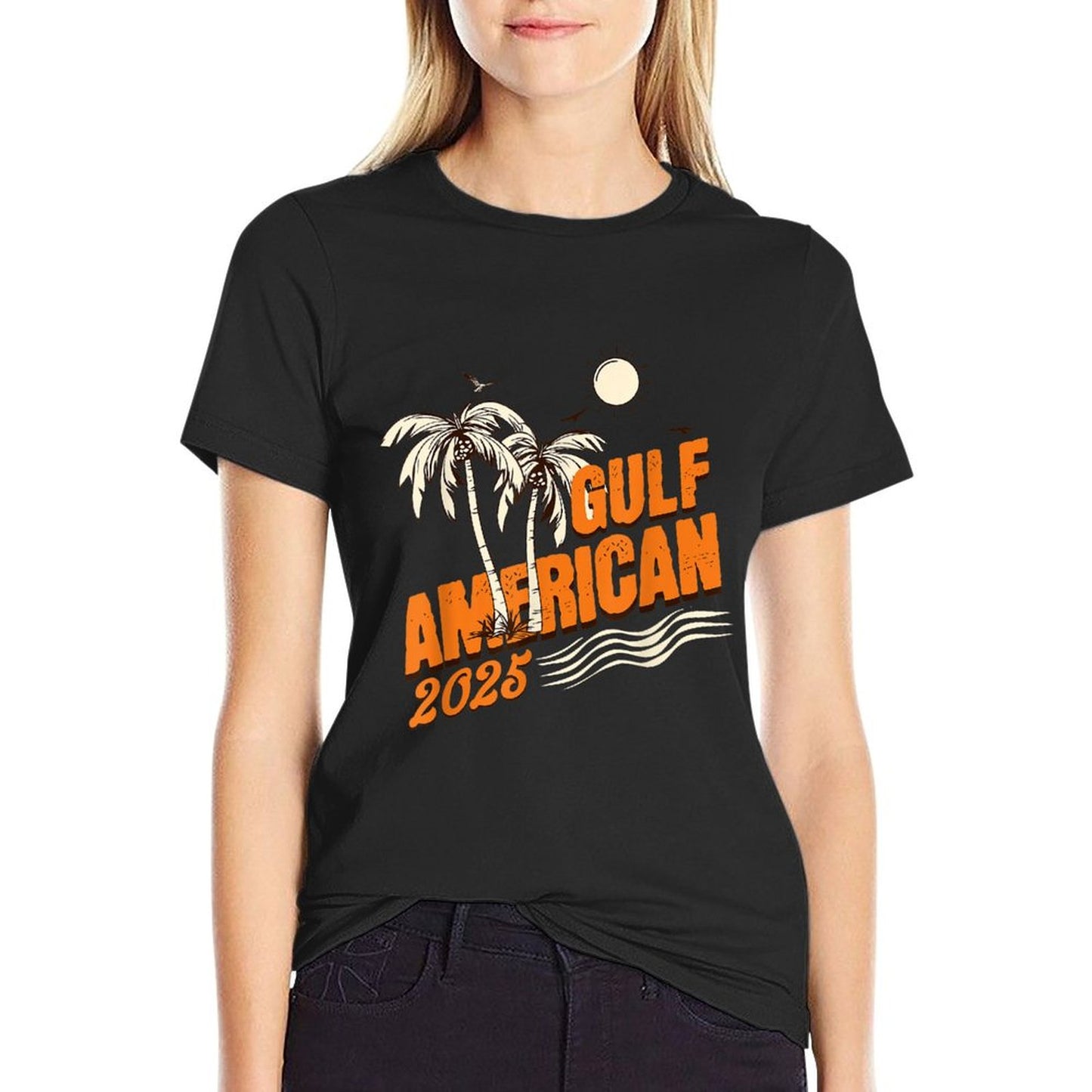 Retro Vintage Gulf Of US American Flag America 2025 Durable T-Shirt
