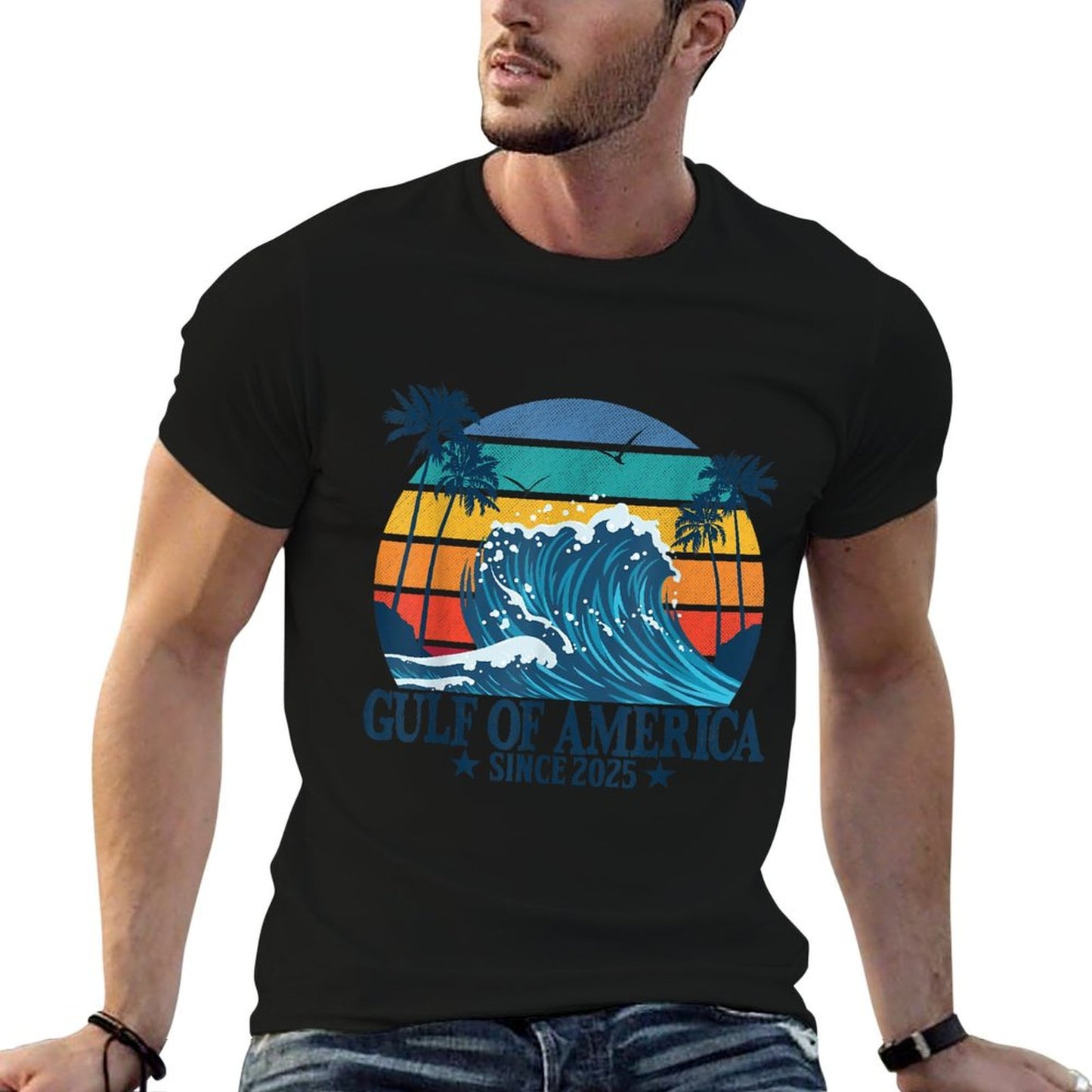 Gulf of US America Vintage Beach America's Gulf Slim-fit Cut T-Shirt