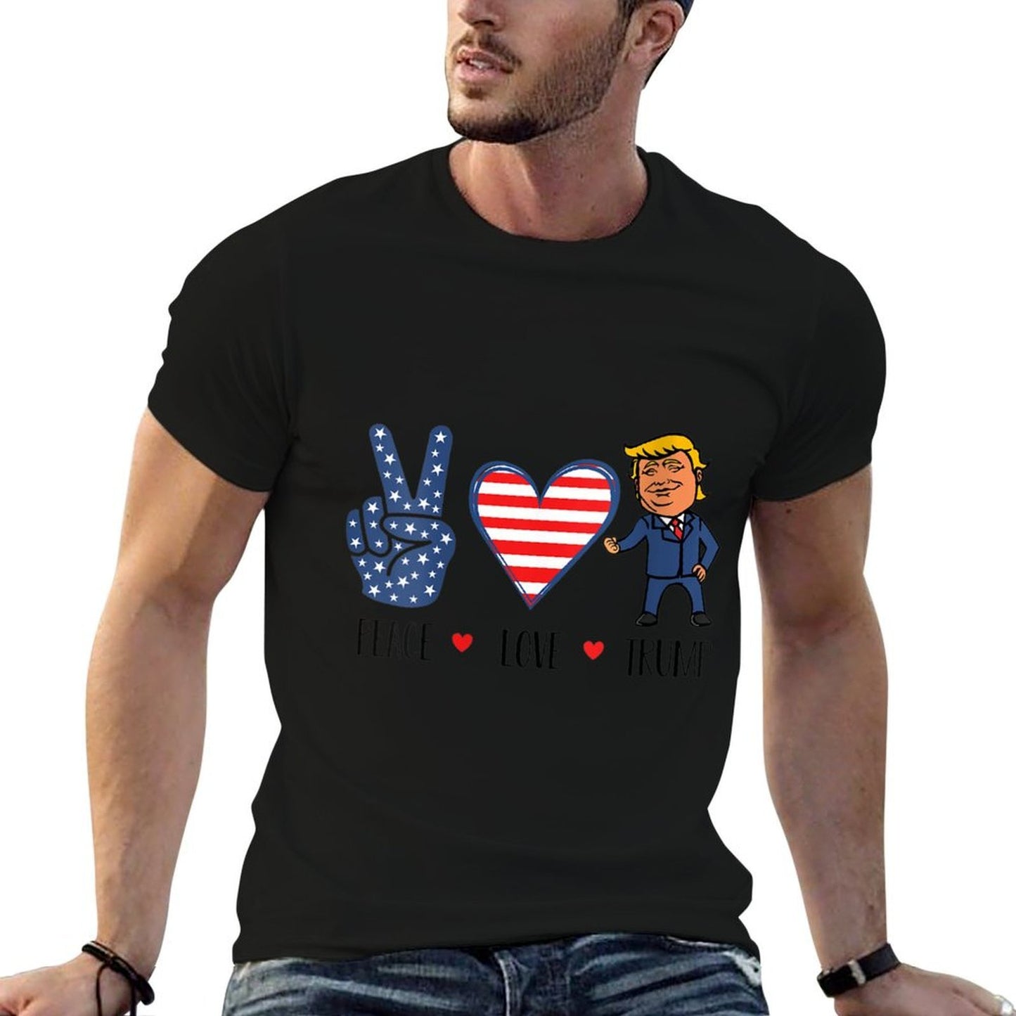 Womens Peace Love Donald Trump Cute America Vote Election 2020 Odor-resistant T-Shirt
