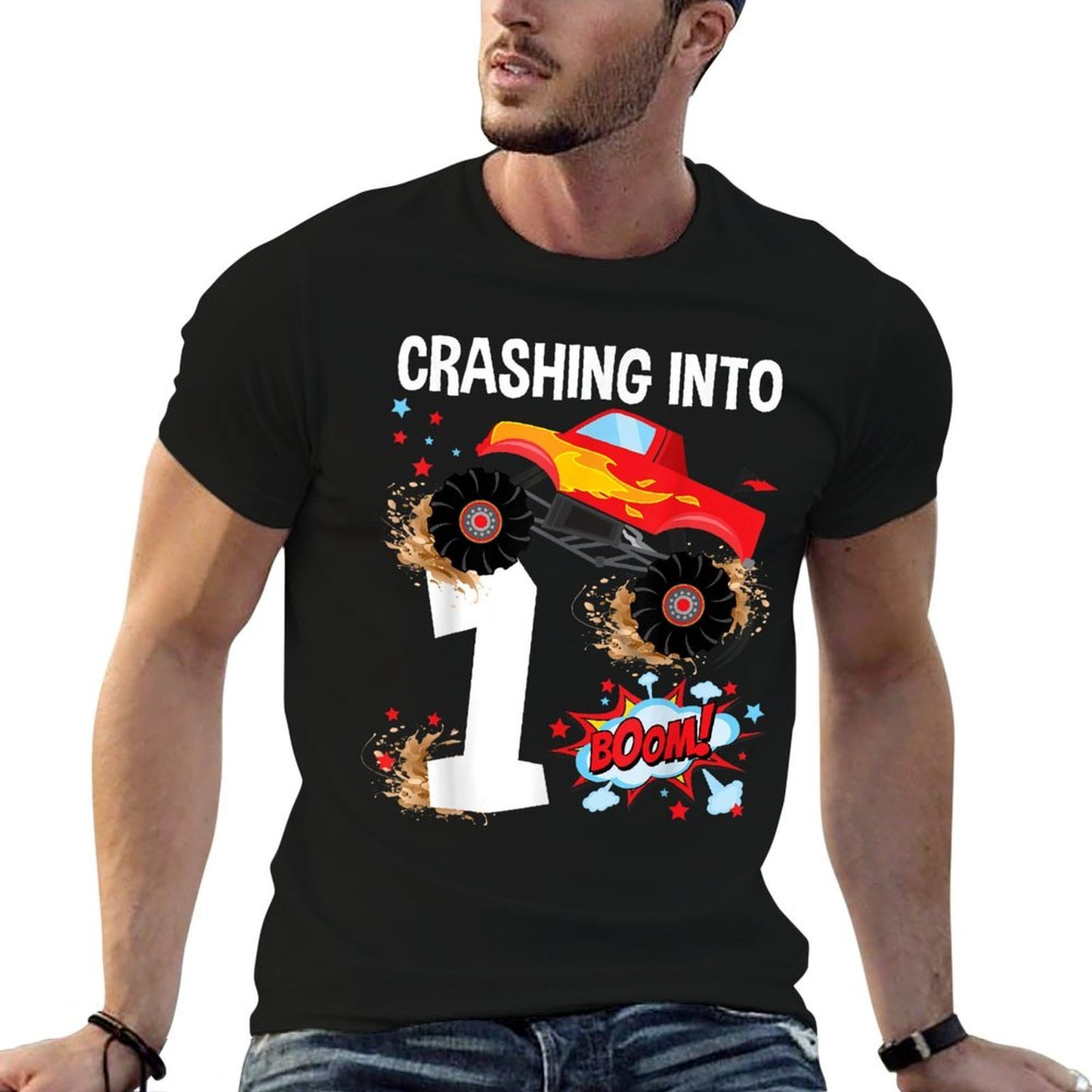 Kids 1 Year Old Monster Truck 1st Birthday Boy Car Trucks Vintage-inspired T-Shirt