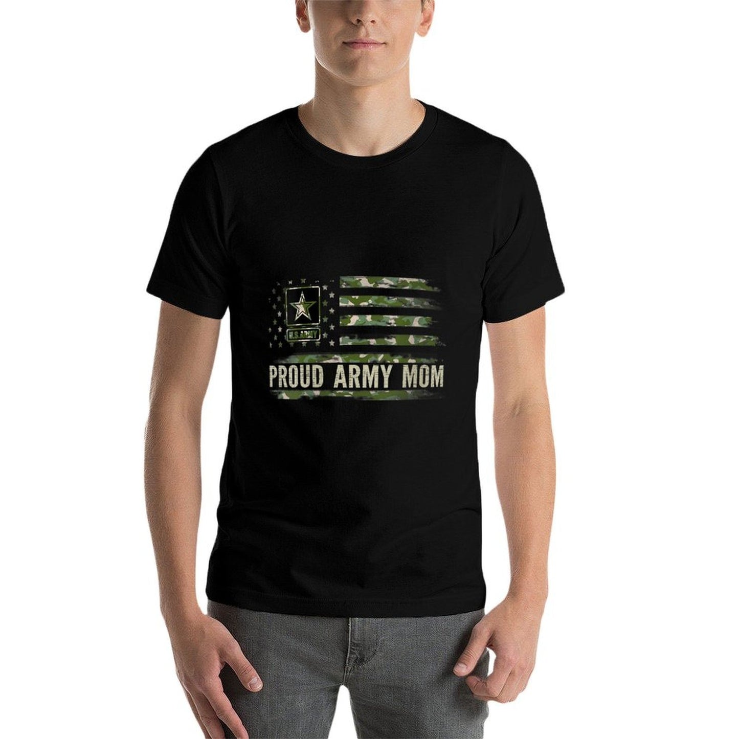 Womens Vintage Proud Army Mom Camo American Veteran Gift Affordable Price T-Shirt