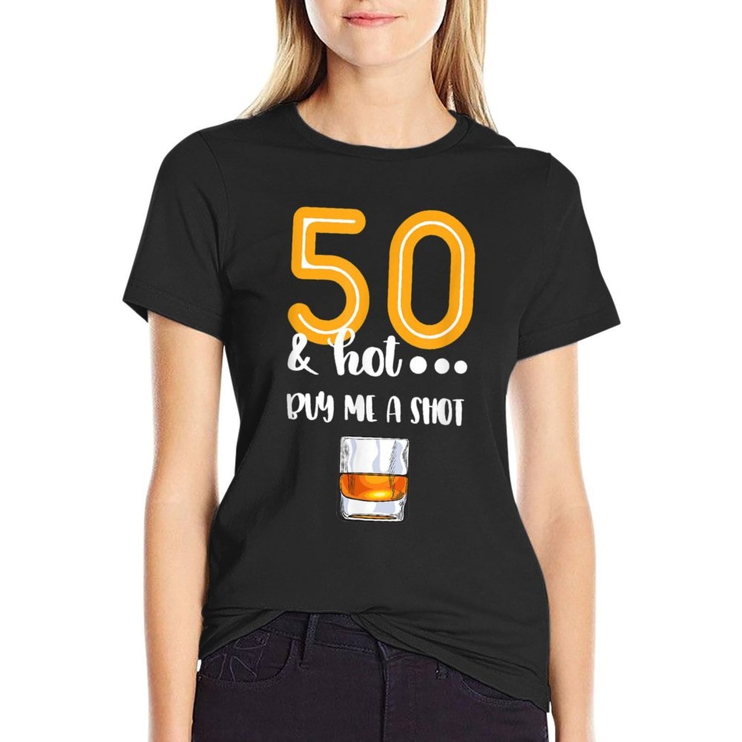 50 And Hot Shot Glass Design Beer Drinker 50th Birthday Eco-friendly Material T-Shirt
