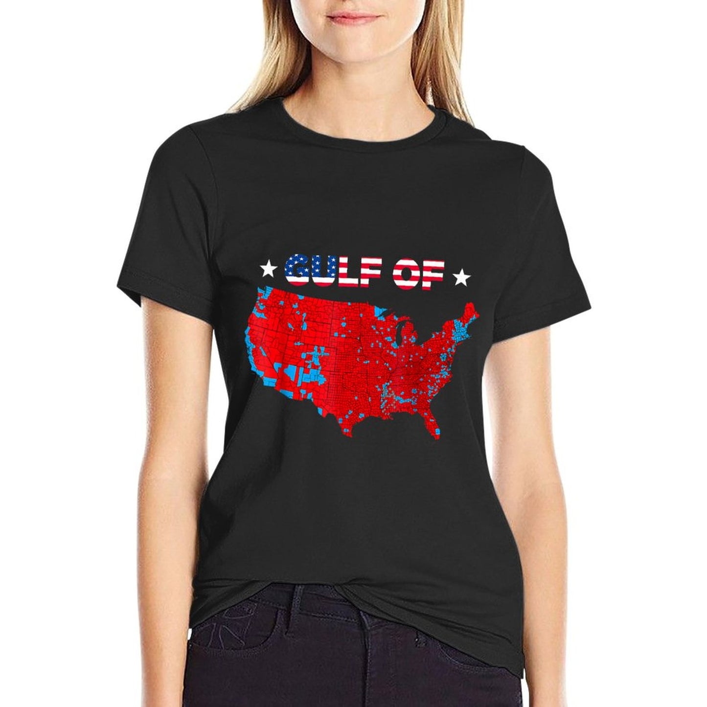 Gulf of USA America Funny USA Flag Mens Womens Heathered Texture T-Shirt