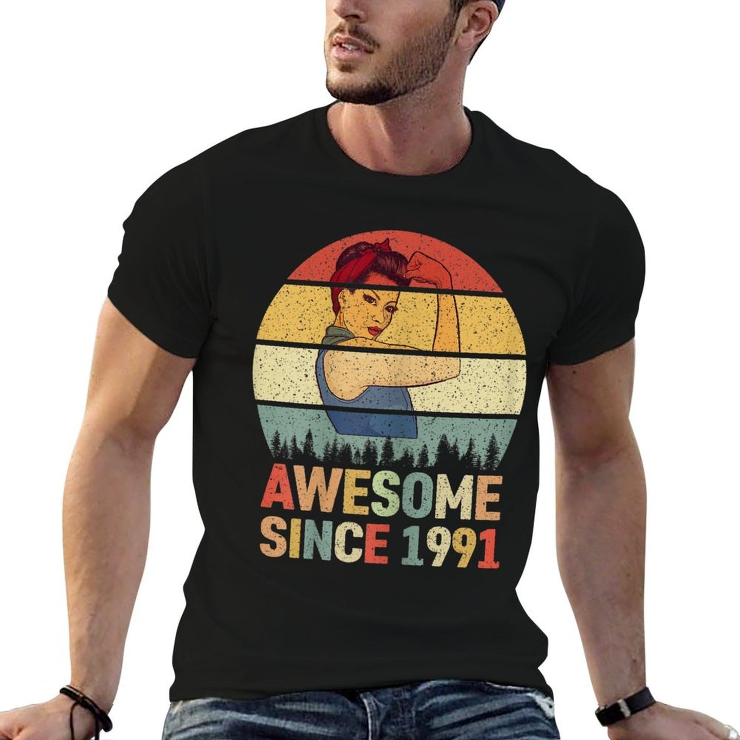 Womens Vintage Awesome Since 1991 Women Gift Retro 30th Birthday Lightweight T-Shirt
