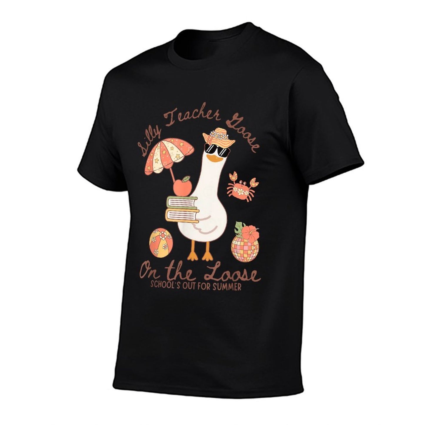 Cute Funny Silly Teacher Goose On The Loose Summer Vacations Cotton T-Shirt