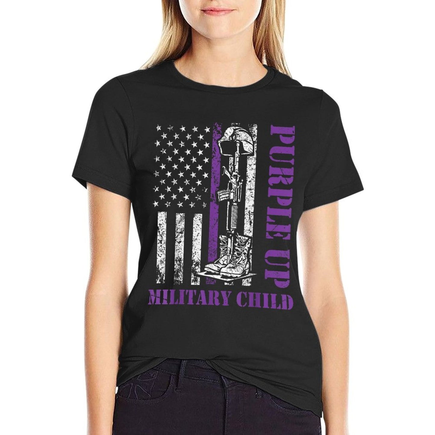 Purple Up Military Kids Month of Military Child Retro Graphic-printed T-Shirt