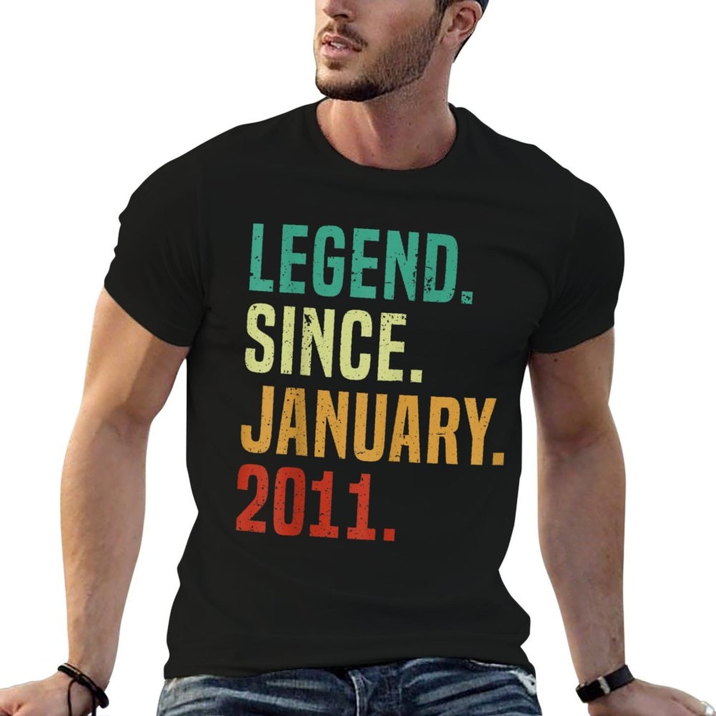 14 Years Old Legend Since January 2011 14th Birthday Polyester Blend T-Shirt