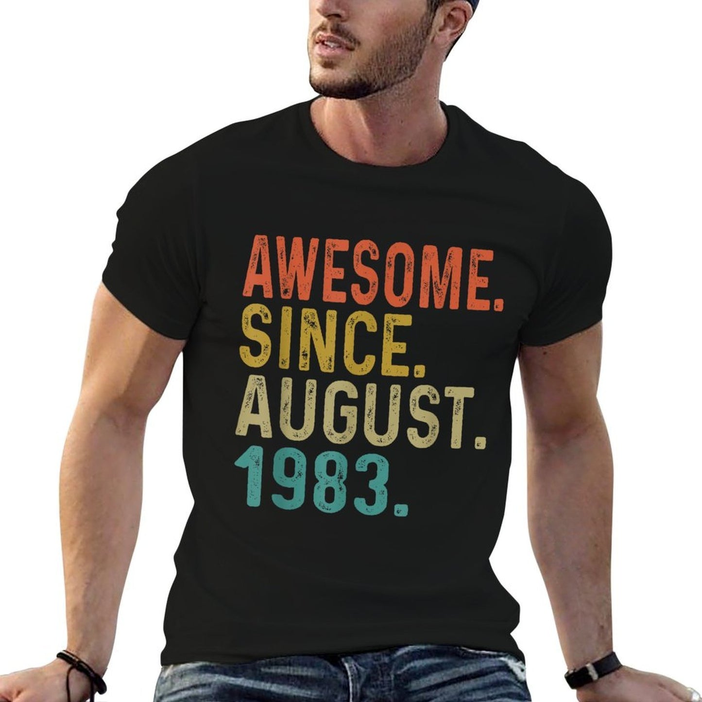 40 Year Old Awesome Since August 1983 Gifts 40th Birthday Heathered Texture T-Shirt
