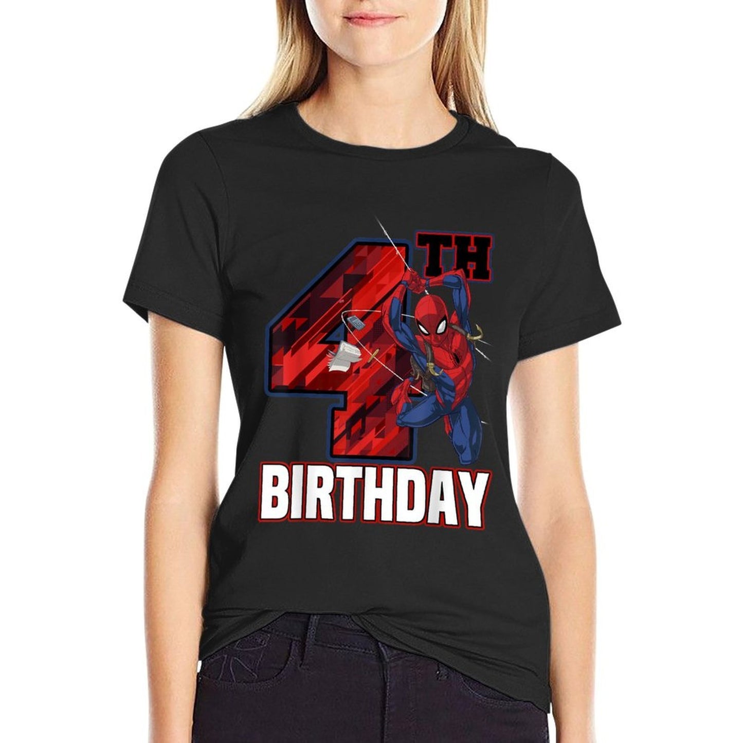 Marvel Spider-Man Web Swing 4th Birthday Versatile T-Shirt