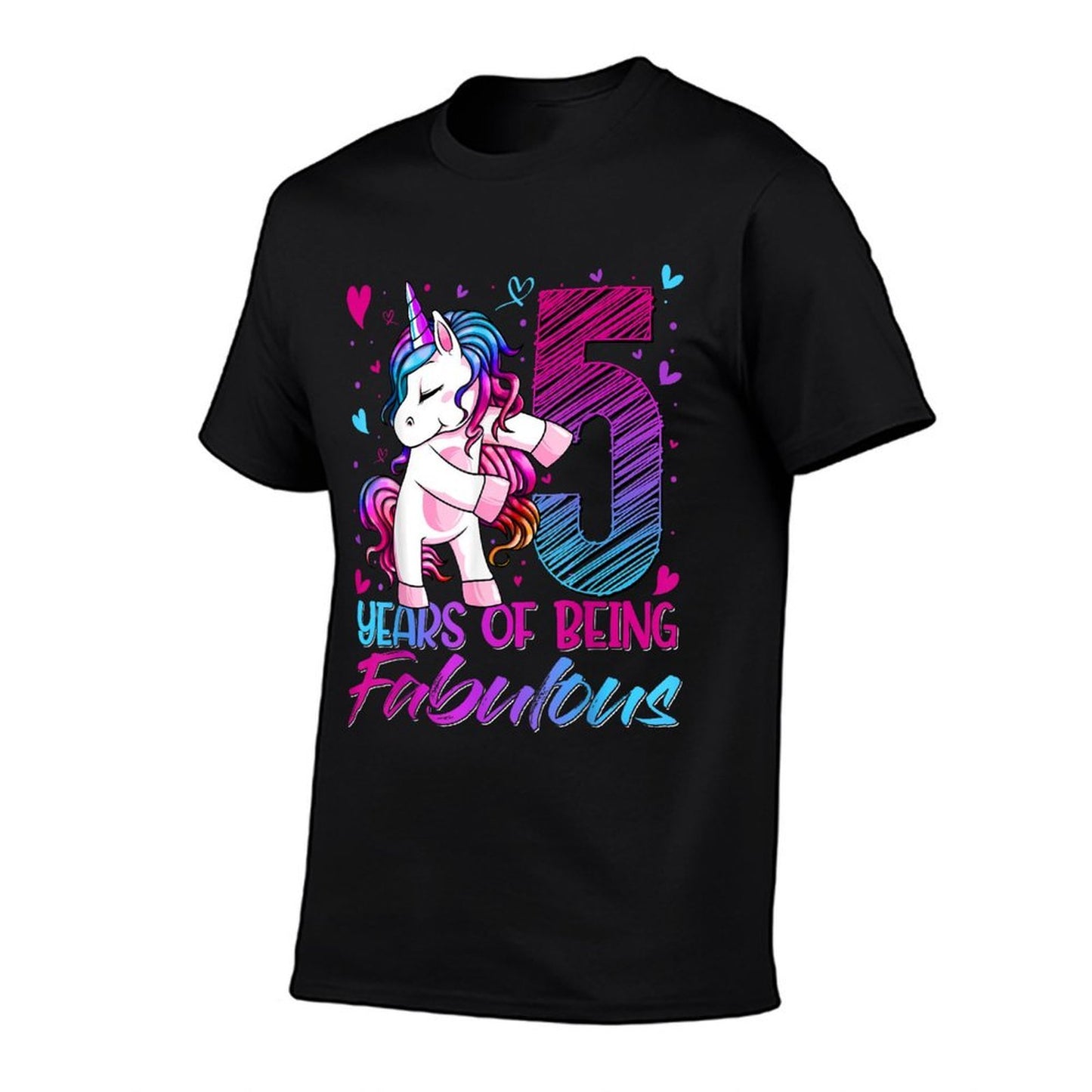 5 Year Old Gifts Unicorn Flossing 5th Birthday Girl Party Oversized Silhouette T-Shirt