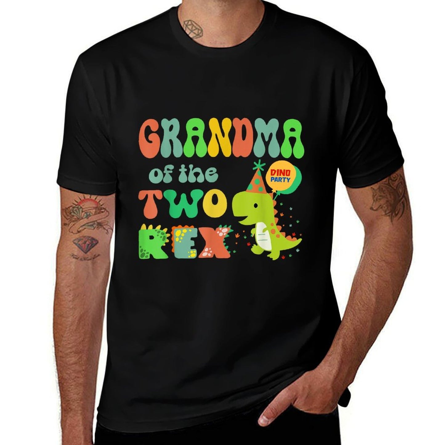 Grandma of The Two Rex Birthday Dinosaur Family Matching Durable T-Shirt